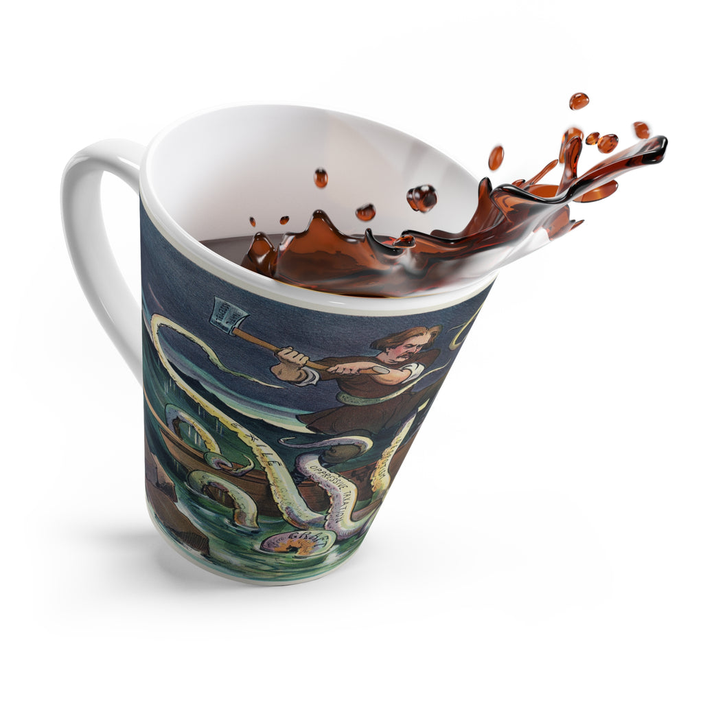 Nautical Adventure 12 oz Latte Mug - Whimsical Kraken Design for Caffeine Freaks
