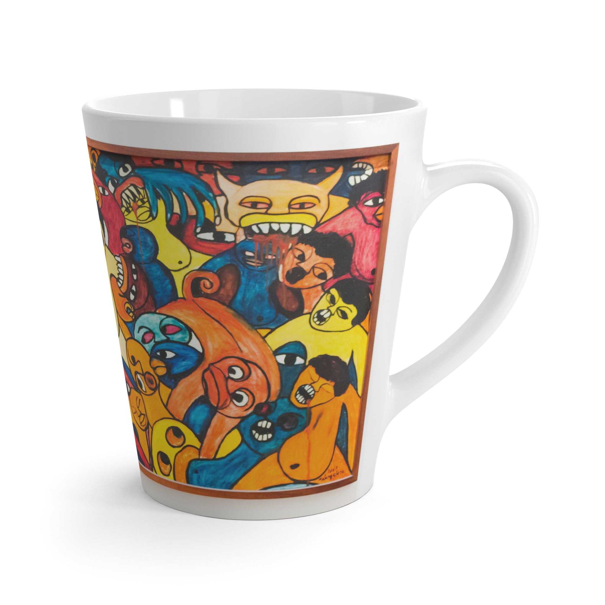 Colorful Latte Mug 12 oz - Whimsical Art for Coffee Lovers