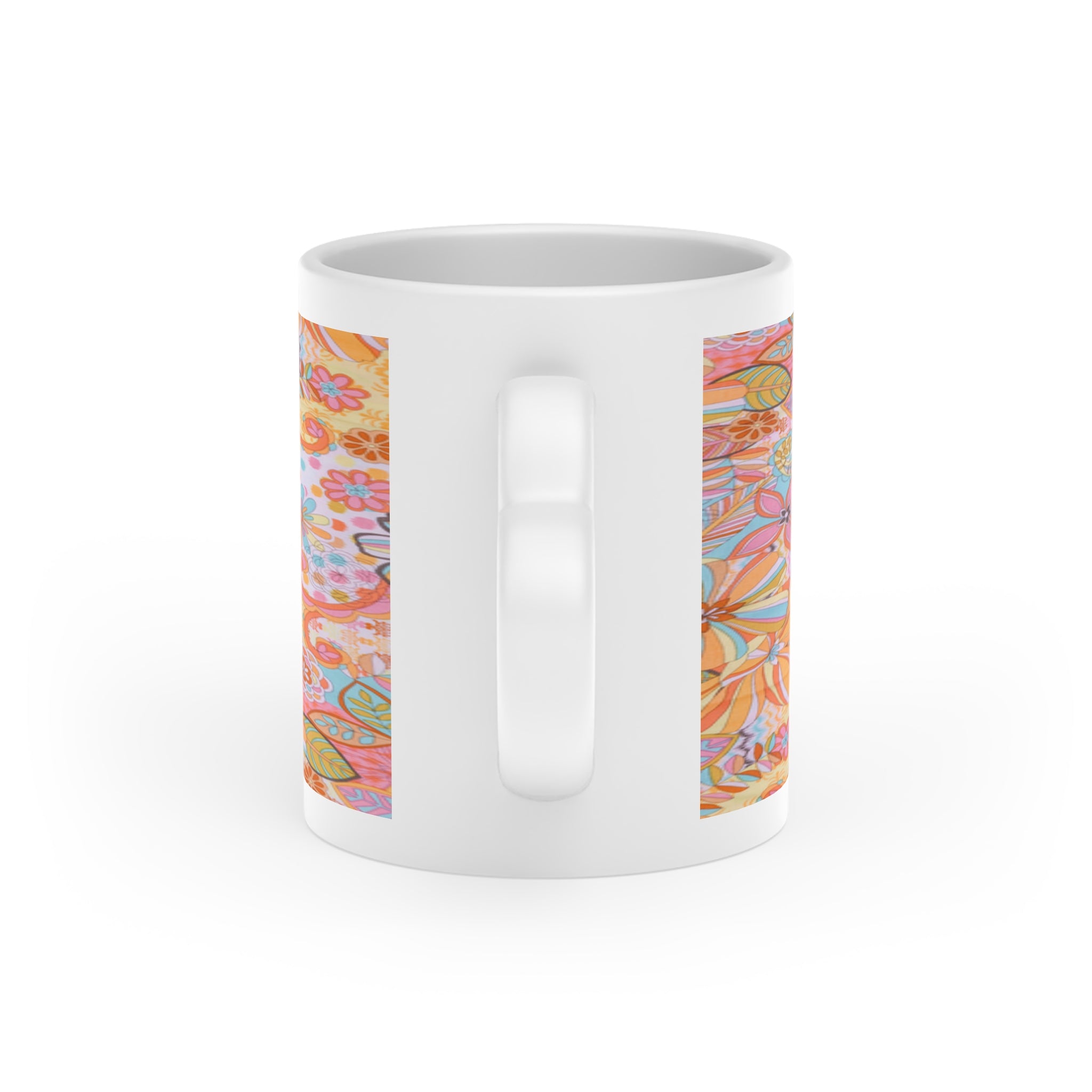Colorful Heart-Shaped Mug 11 oz - Floral Design for Gifts & Home Decor
