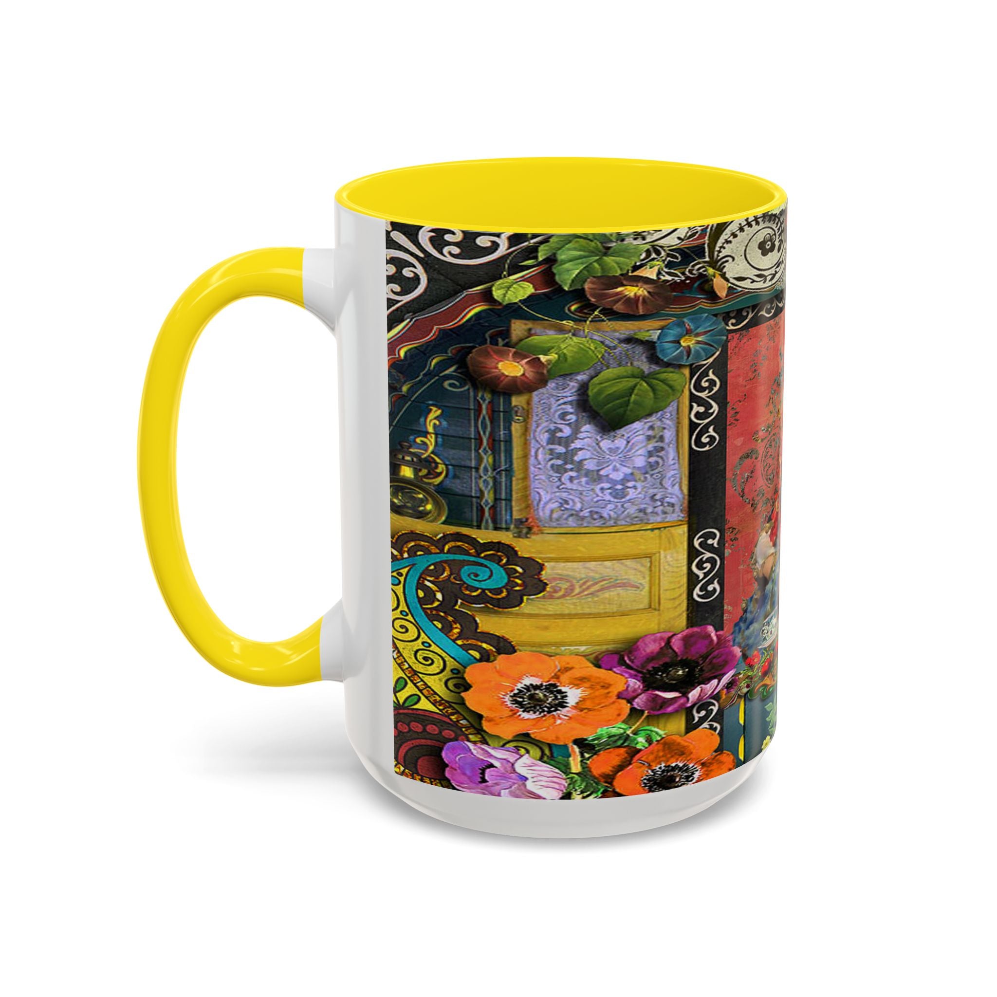Bohemian Accent Coffee Mug - Artistic Gypsy Design, 11 & 15oz