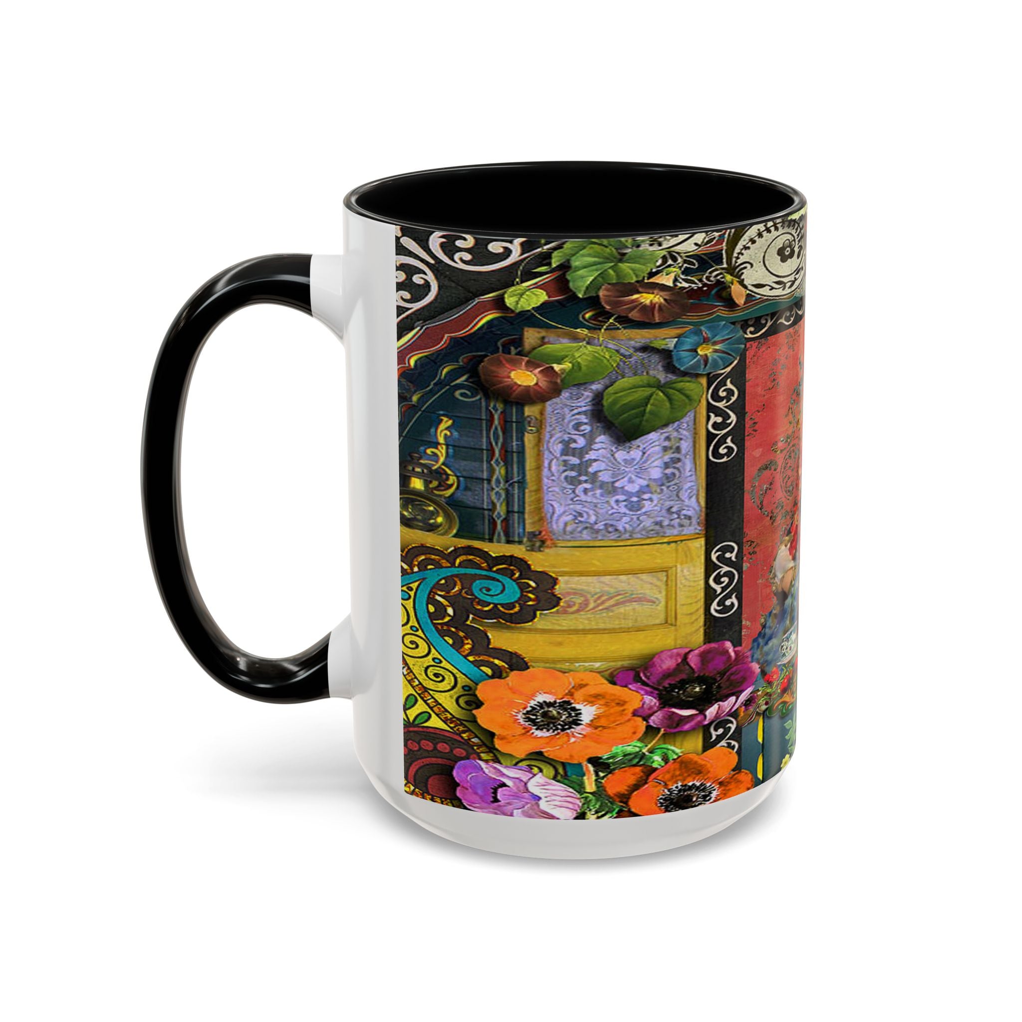 Bohemian Accent Coffee Mug - Artistic Gypsy Design, 11 & 15oz