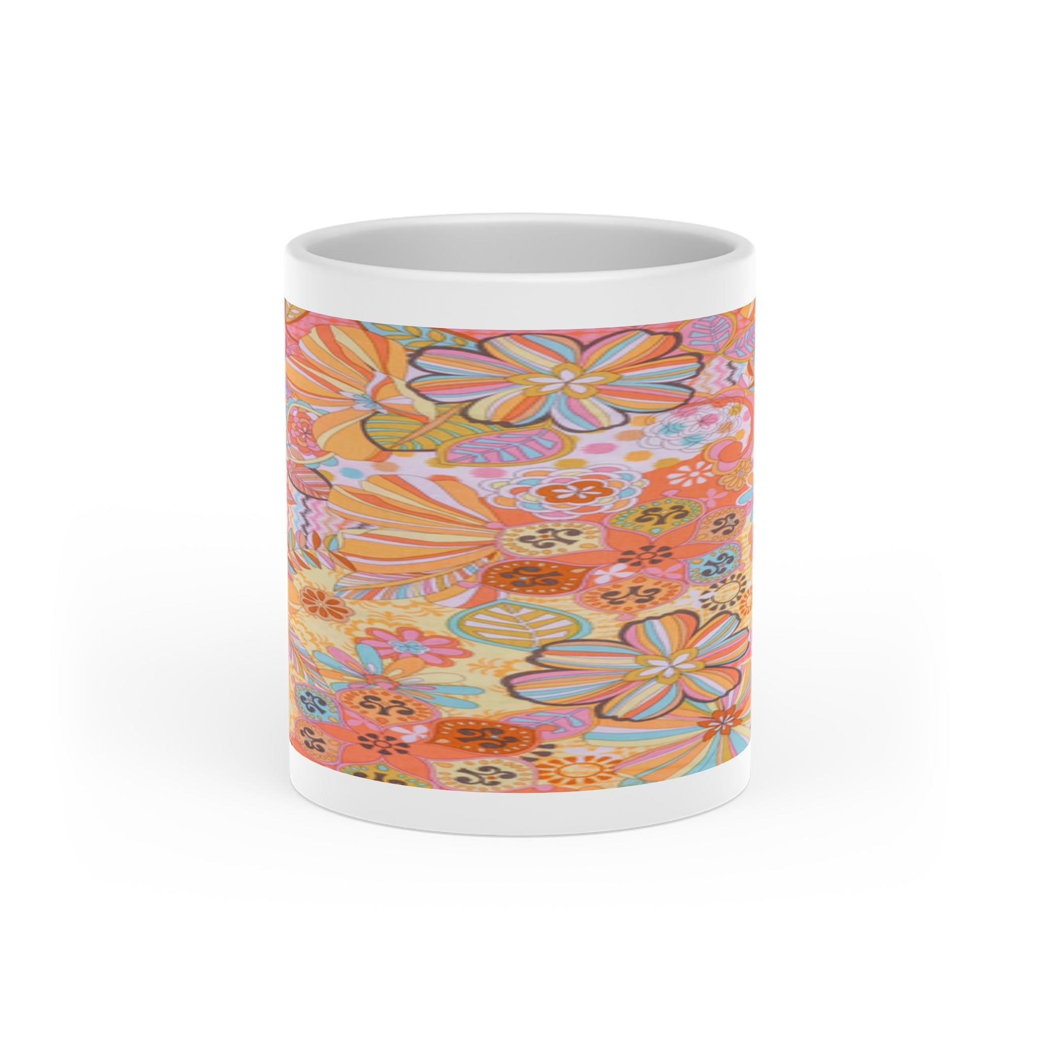 Colorful Heart-Shaped Mug 11 oz - Floral Design for Gifts & Home Decor