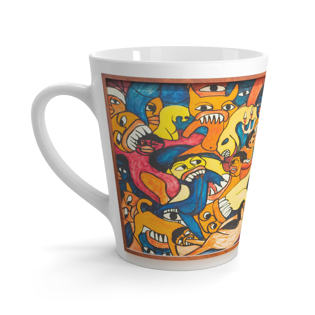 Colorful Latte Mug 12 oz - Whimsical Art for Coffee Lovers