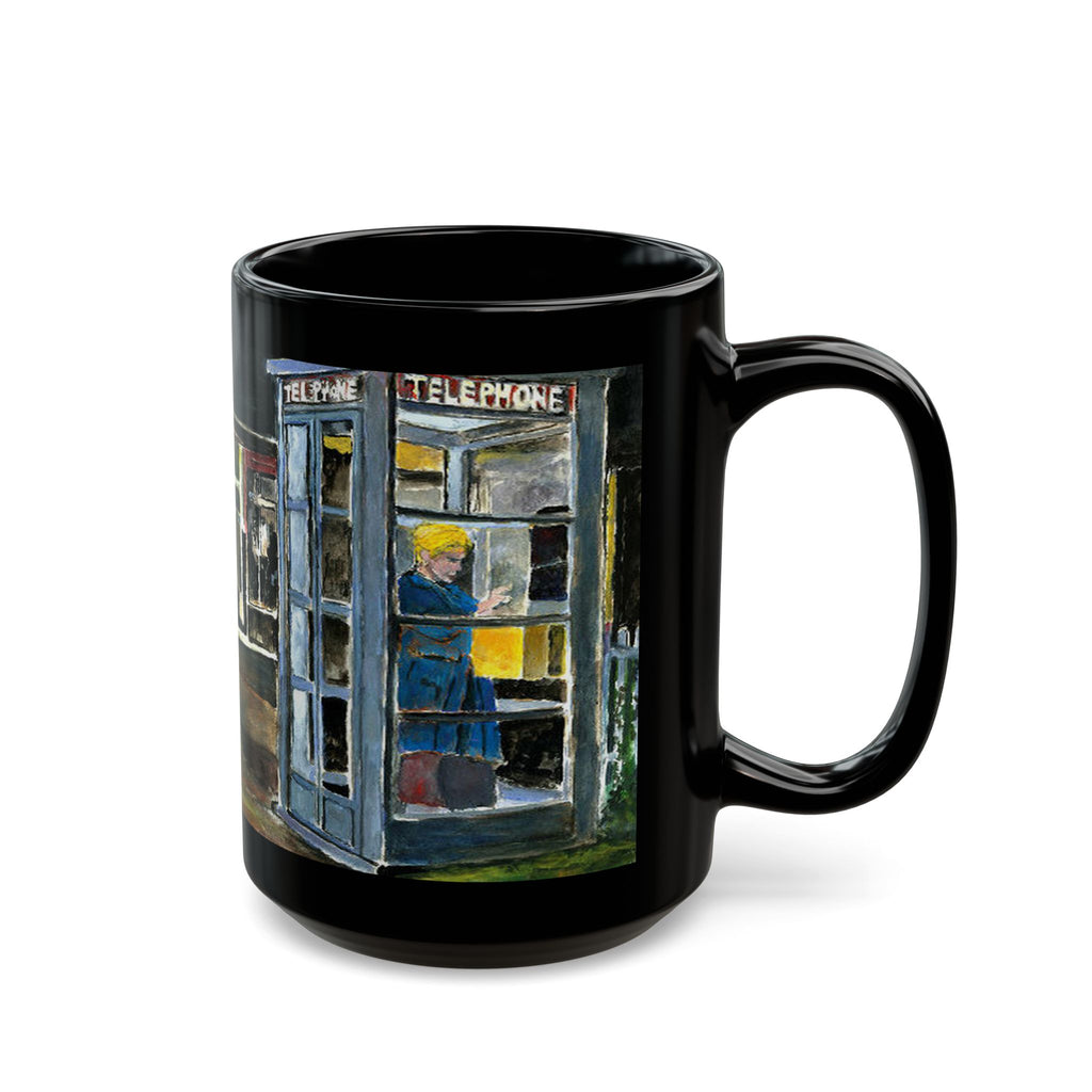 A Phone Booth In The Midwest ~ Bob Dylan Artwork ~ Ceramic Black Mug - 11oz & 15oz