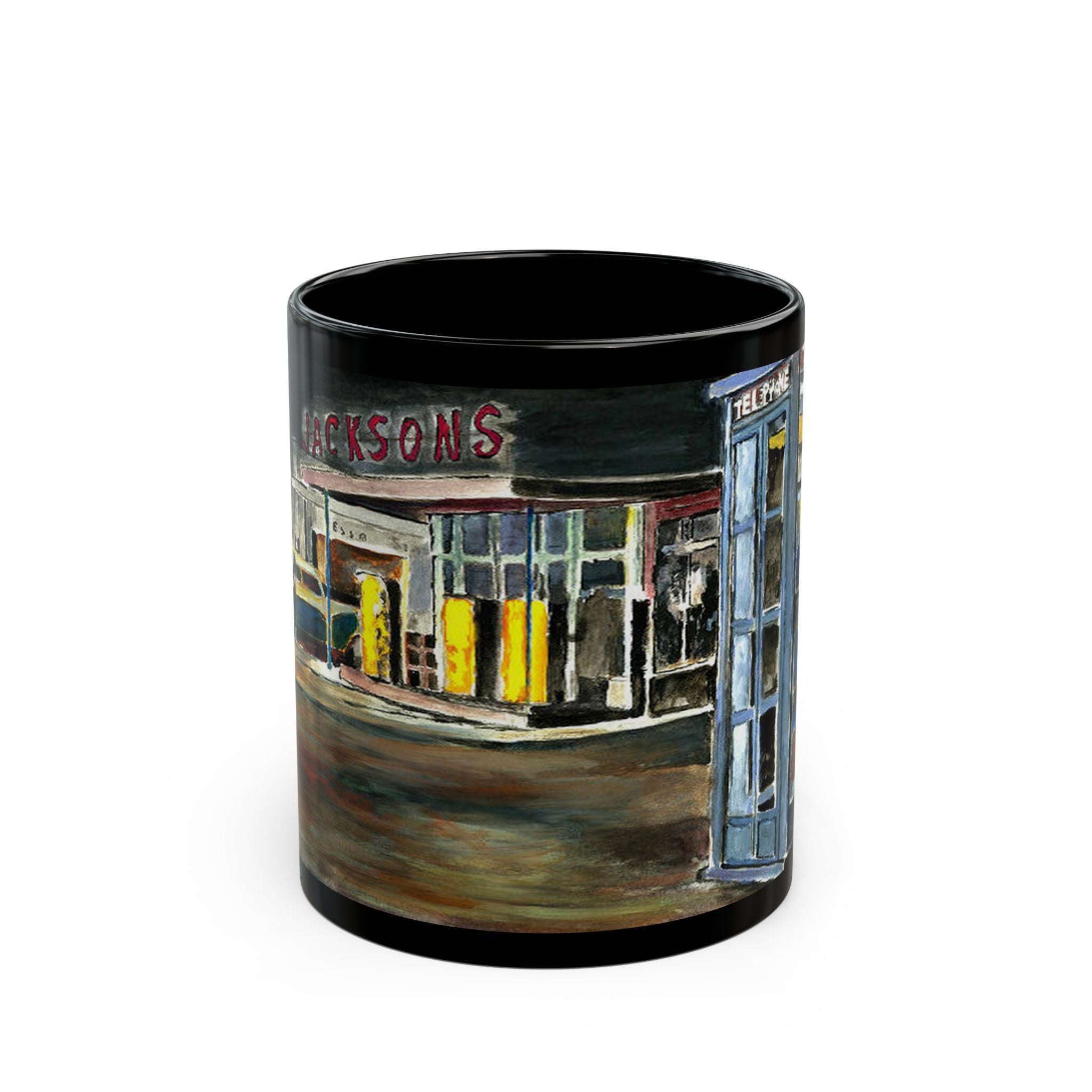 A Phone Booth In The Midwest ~ Bob Dylan Artwork ~ Ceramic Black Mug - 11oz & 15oz