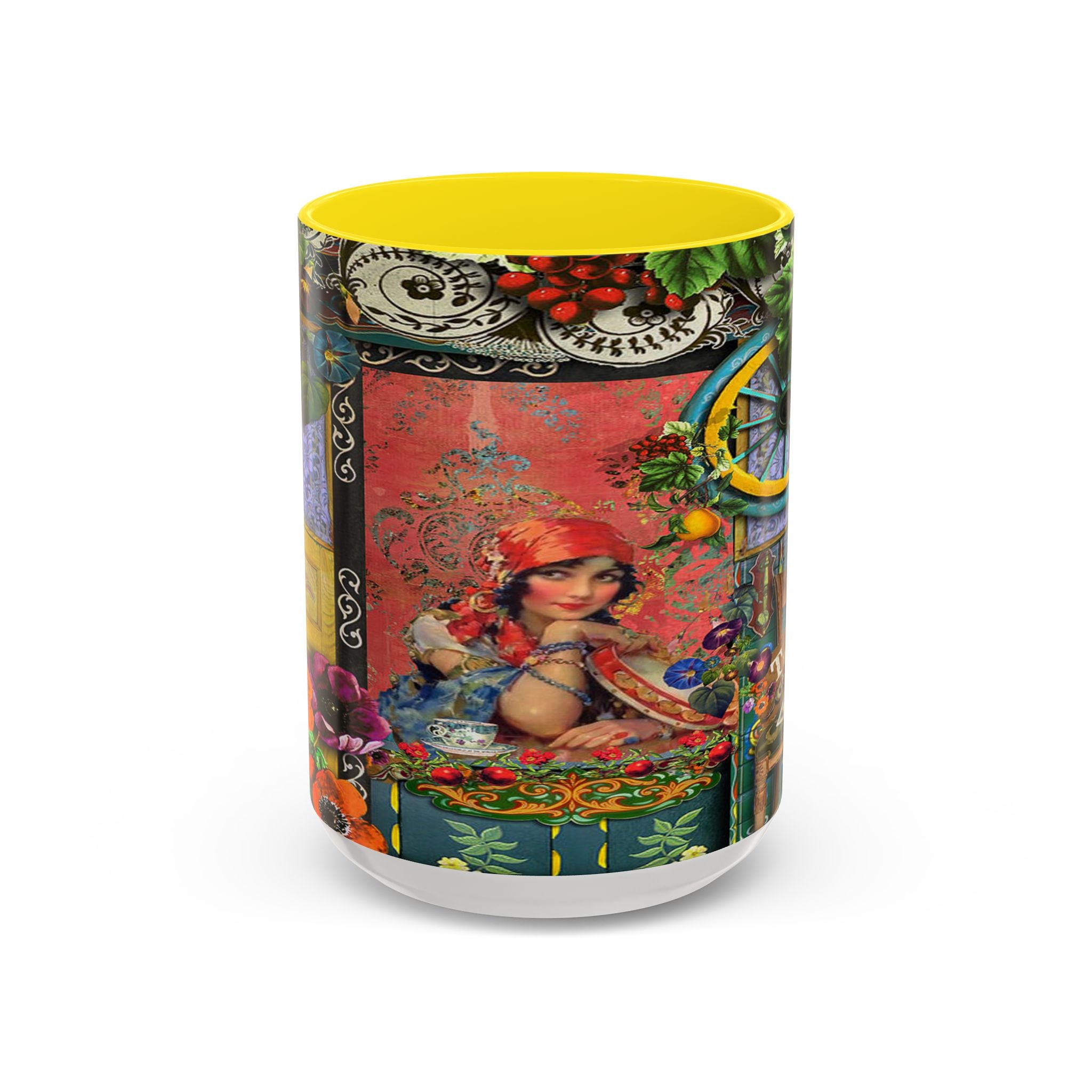 Bohemian Accent Coffee Mug - Artistic Gypsy Design, 11 & 15oz