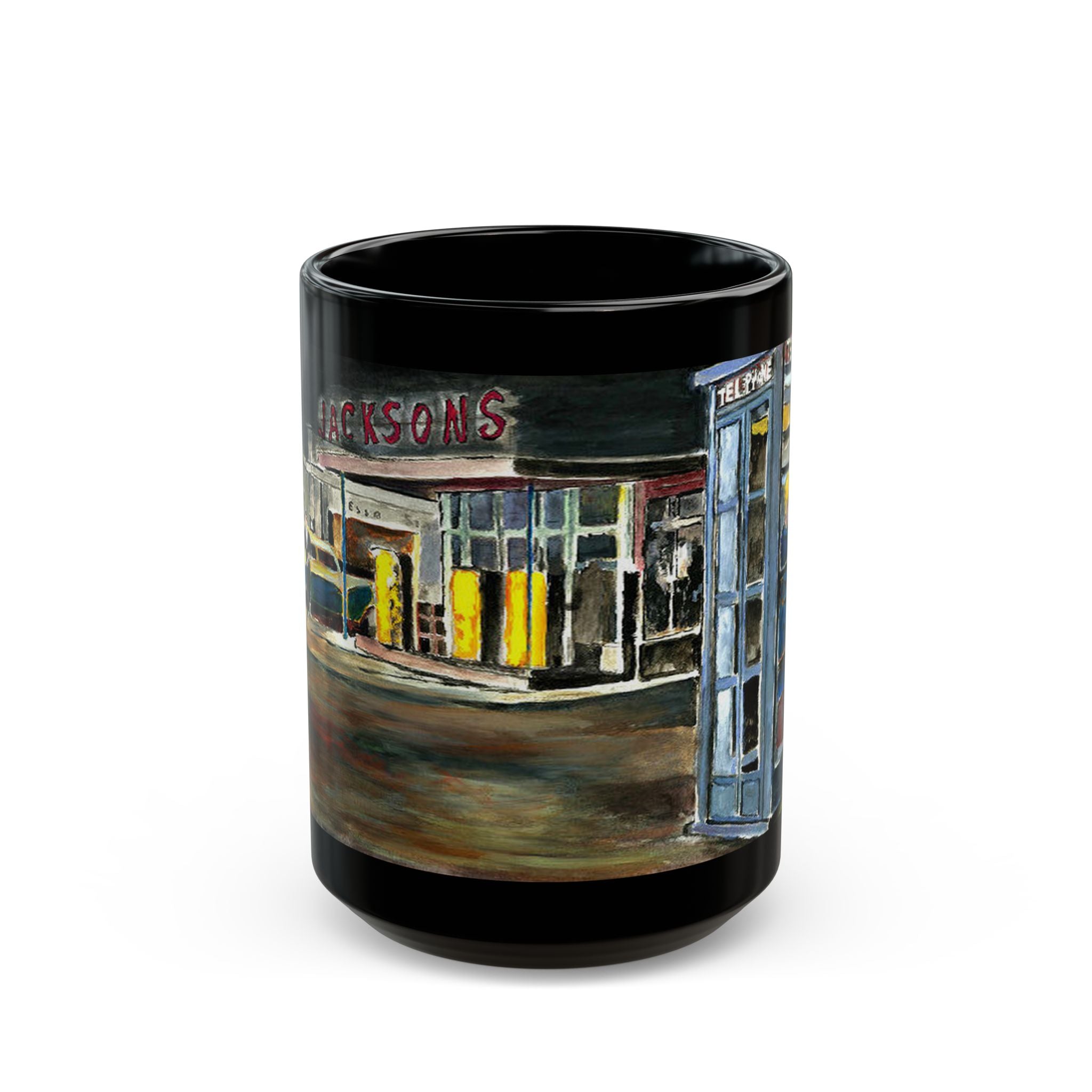 A Phone Booth In The Midwest ~ Bob Dylan Artwork ~ Ceramic Black Mug - 11oz & 15oz