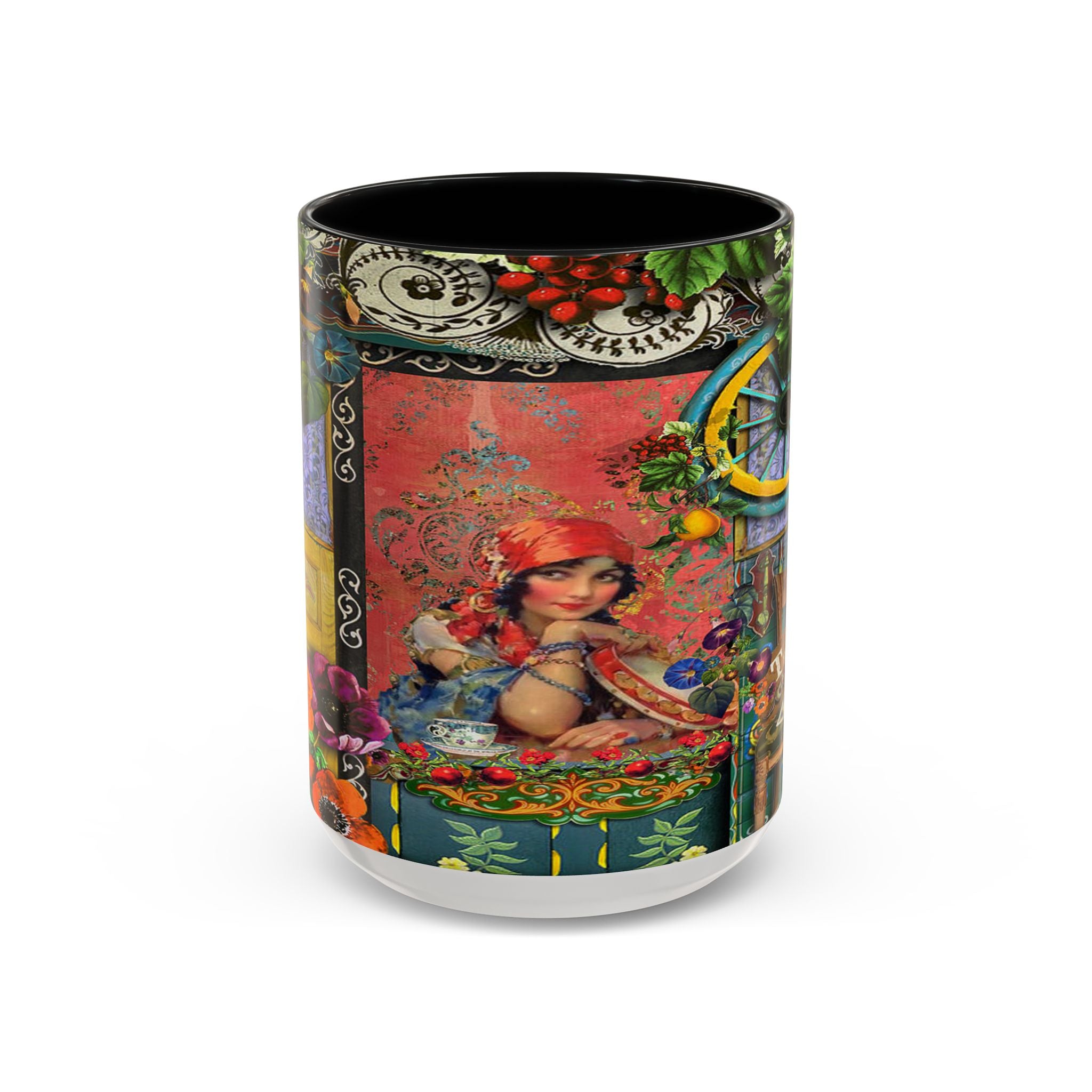 Bohemian Accent Coffee Mug - Artistic Gypsy Design, 11 & 15oz