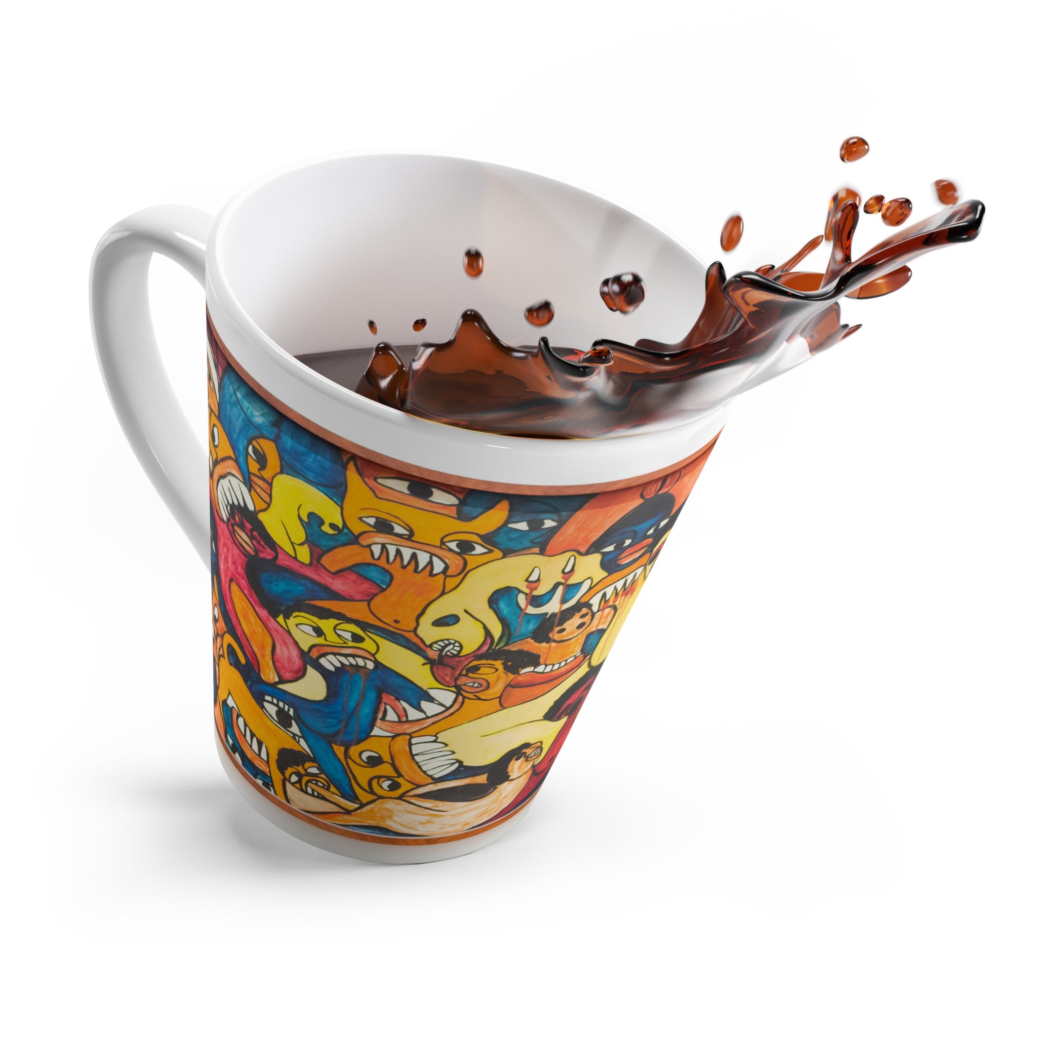 Colorful Latte Mug 12 oz - Whimsical Art for Coffee Lovers