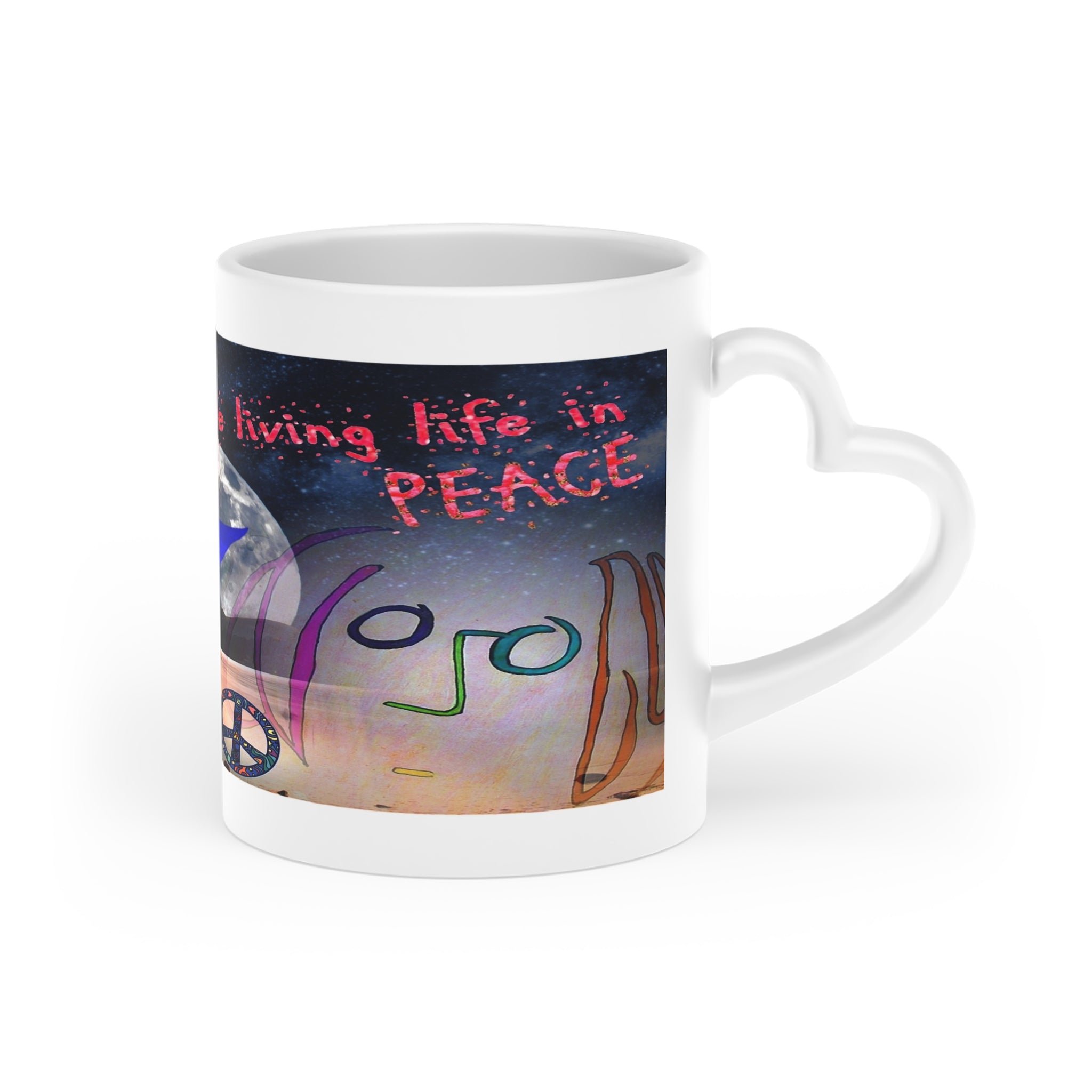 Heart-Shaped Peace Mug 11 oz - Inspirational Drinkware for Lovers & Friends