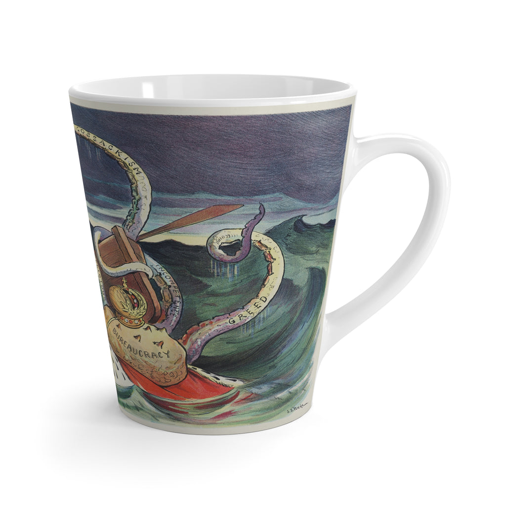 Nautical Adventure 12 oz Latte Mug - Whimsical Kraken Design for Caffeine Freaks