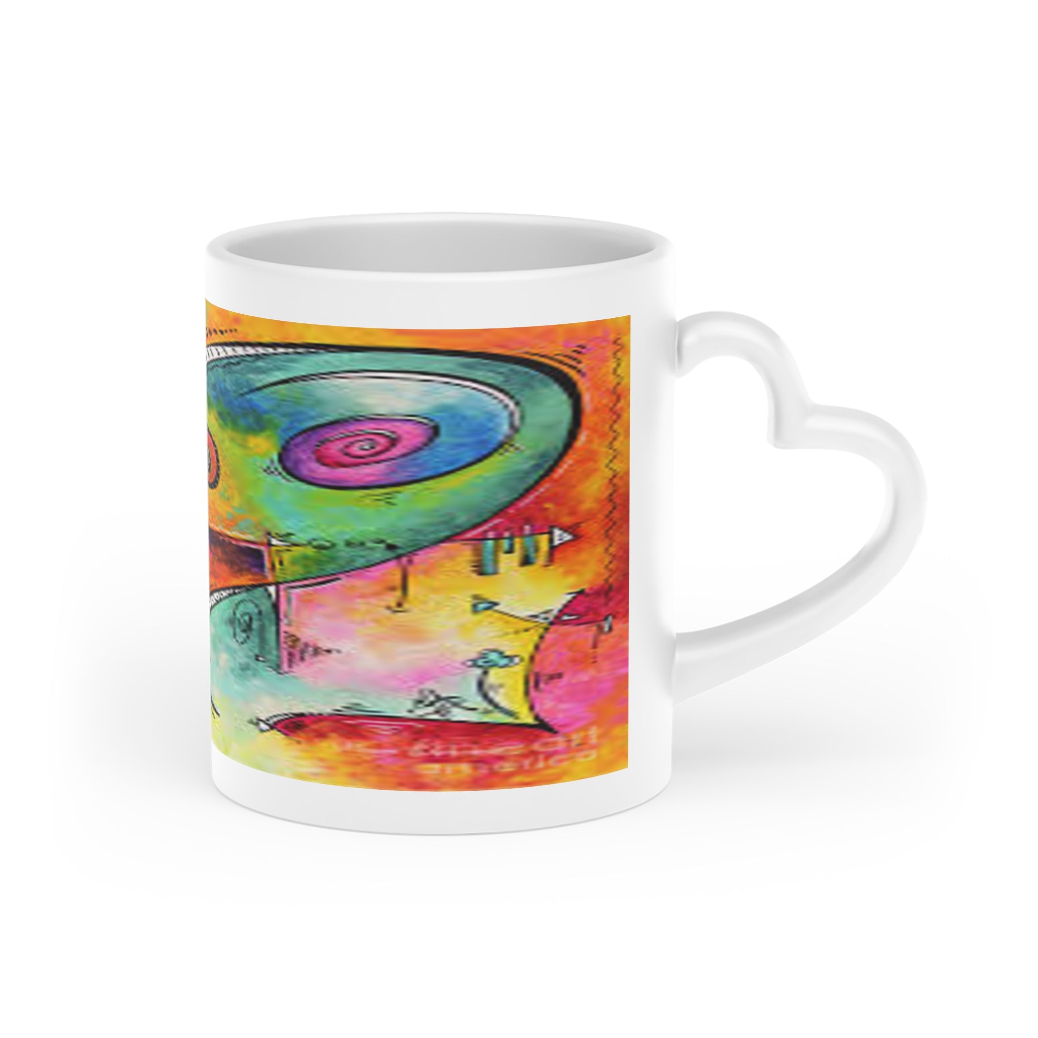 Colorful Heart-Shaped 11 oz Mug - Artistic and Vibrant Design for Coffee Lovers