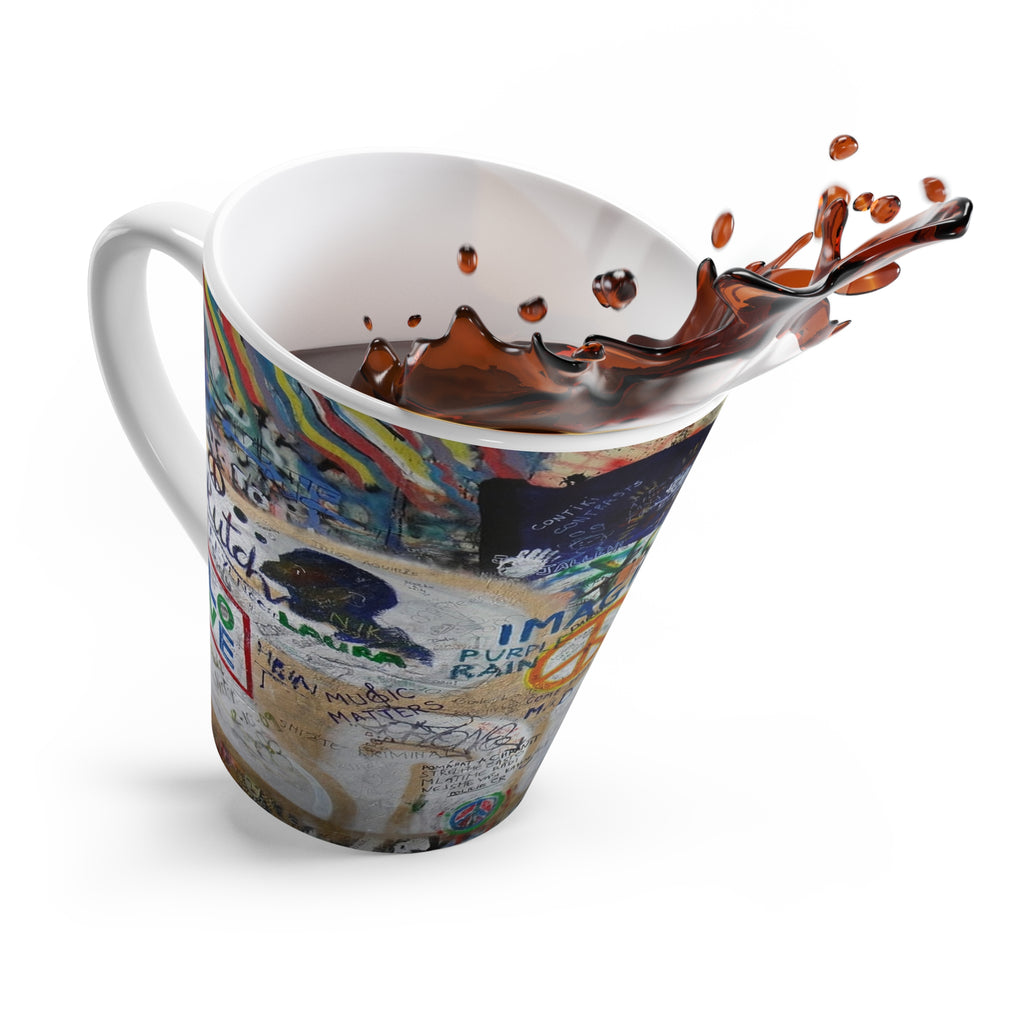 All We Need Is Peace Latte Mug 12 oz - Inspirational Coffee Cup with Graffiti Design