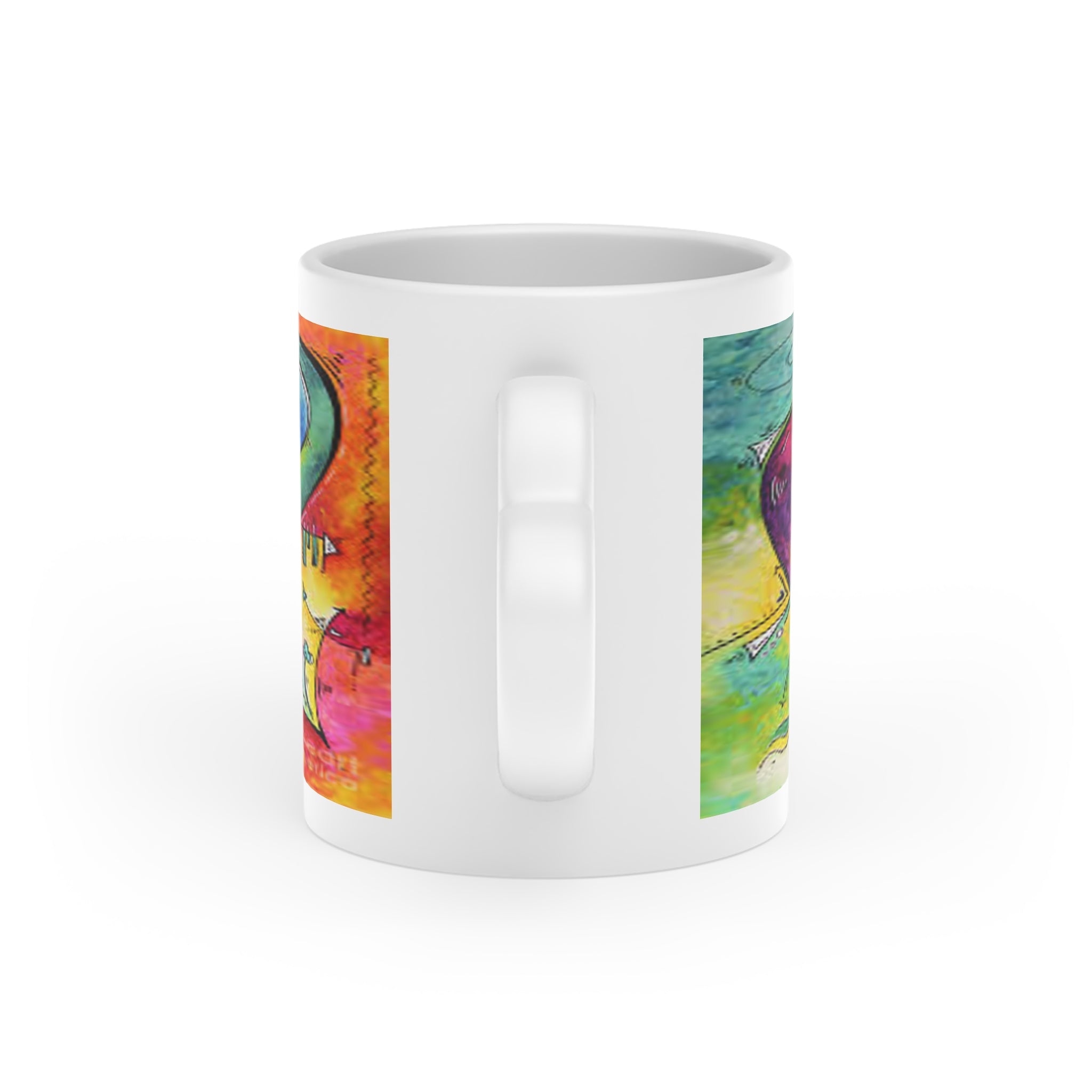 Colorful Heart-Shaped 11 oz Mug - Artistic and Vibrant Design for Coffee Lovers