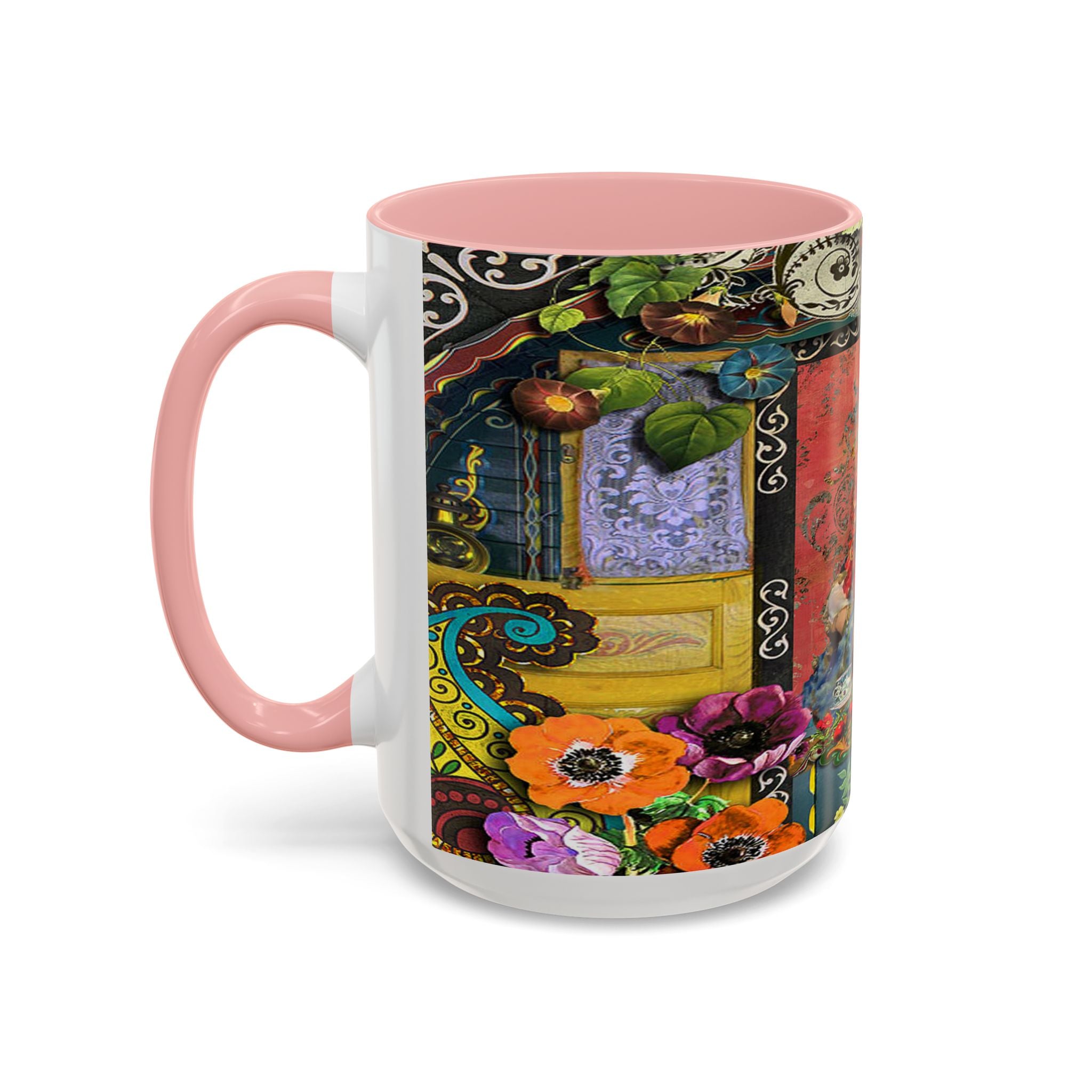 Bohemian Accent Coffee Mug - Artistic Gypsy Design, 11 & 15oz