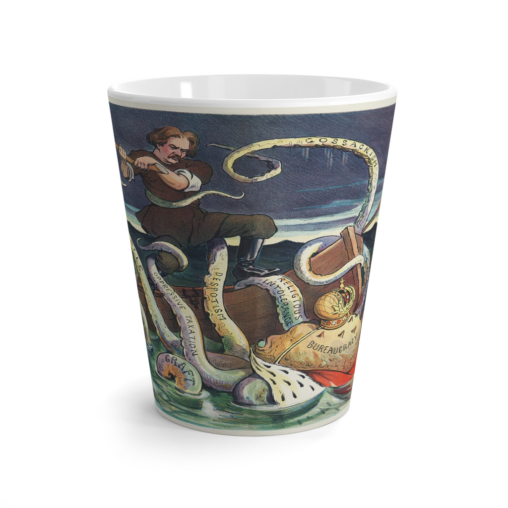 Nautical Adventure 12 oz Latte Mug - Whimsical Kraken Design for Caffeine Freaks