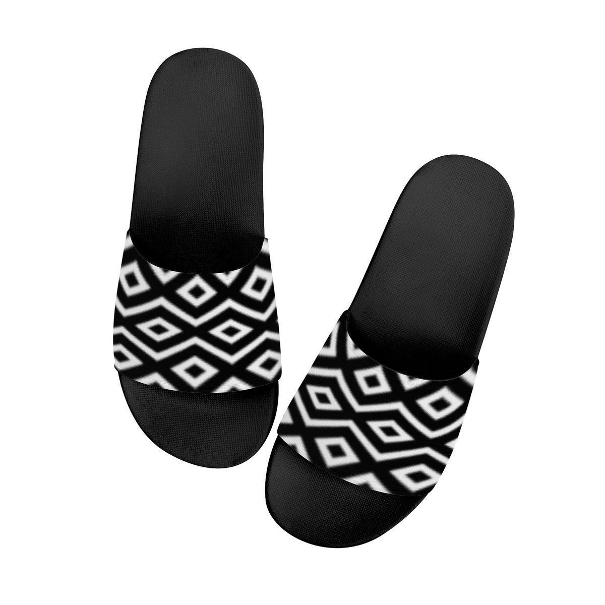 Black & White Sandals, Unisex Batik Fashion Slides, Casual Flip-Flops