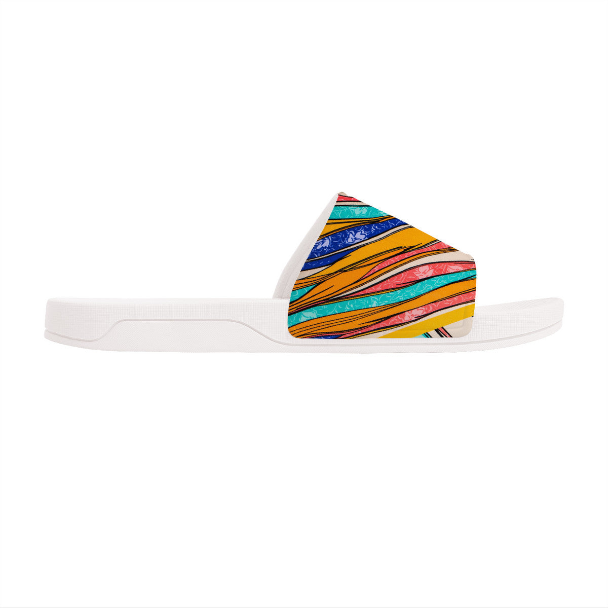 Colorful White Fashionable Slides, Open Toe Summer Beach Shoes