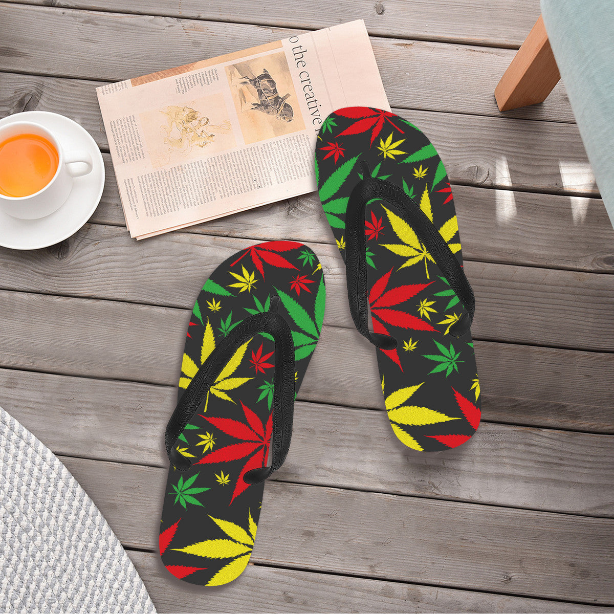 Colorful Cannabis Leaf Flip Flops