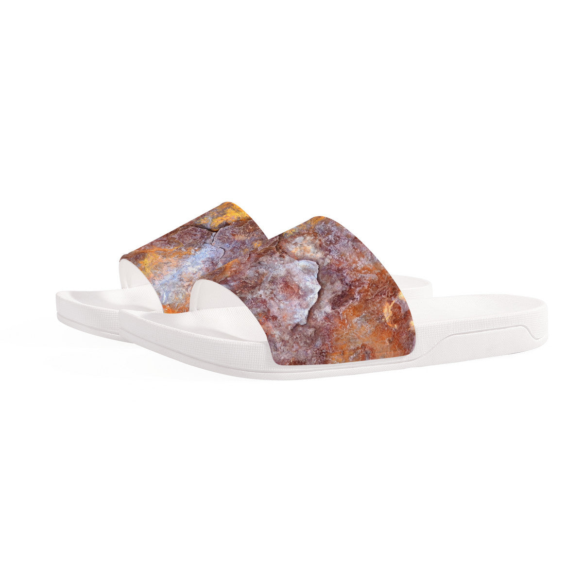 White Tuscany Stone Resort Slides, Open Toe Easy Wearing Everyday Footwear