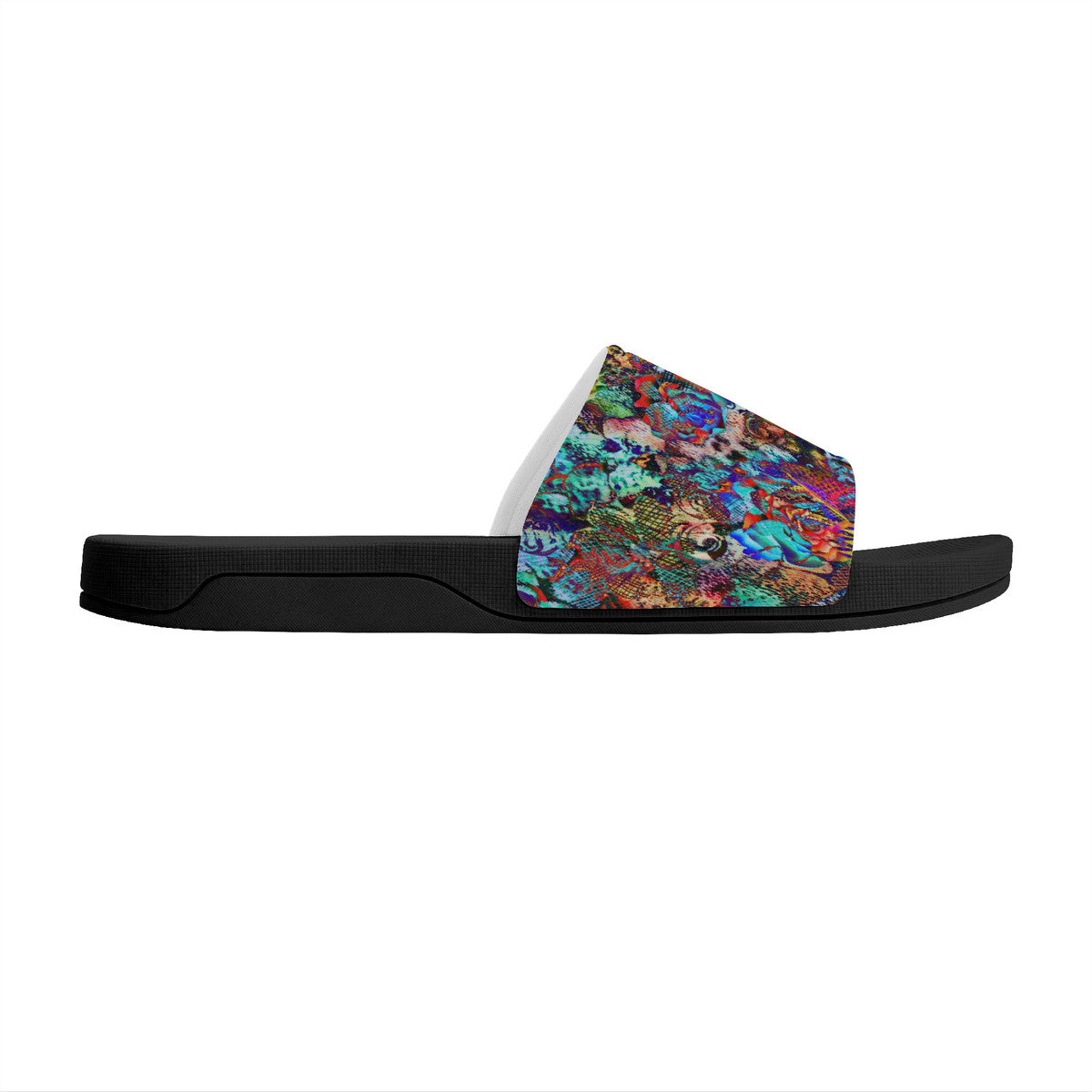 Abstract Design Black Slides, Casual Summer Flip-Flops for Men & Women