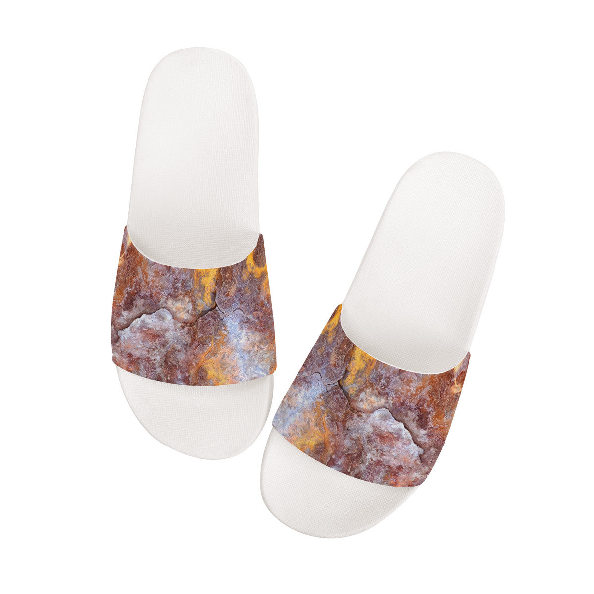 White Tuscany Stone Resort Slides, Open Toe Easy Wearing Everyday Footwear
