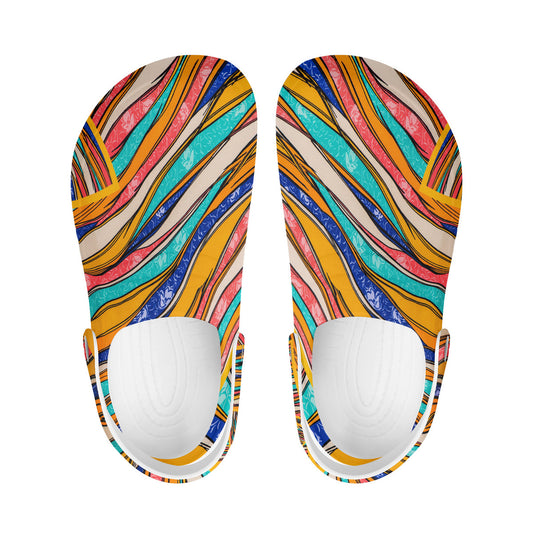 colorful vibrant unisex clogs, hippie boho sandals, slip-on water shoes