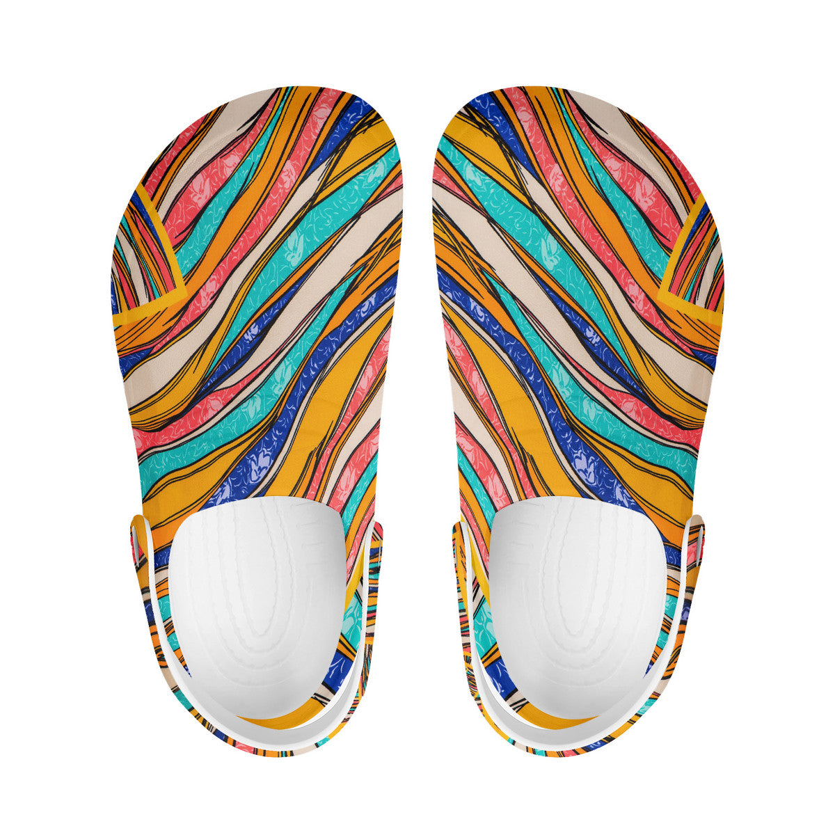 colorful vibrant unisex clogs, hippie boho sandals, slip-on water shoes 