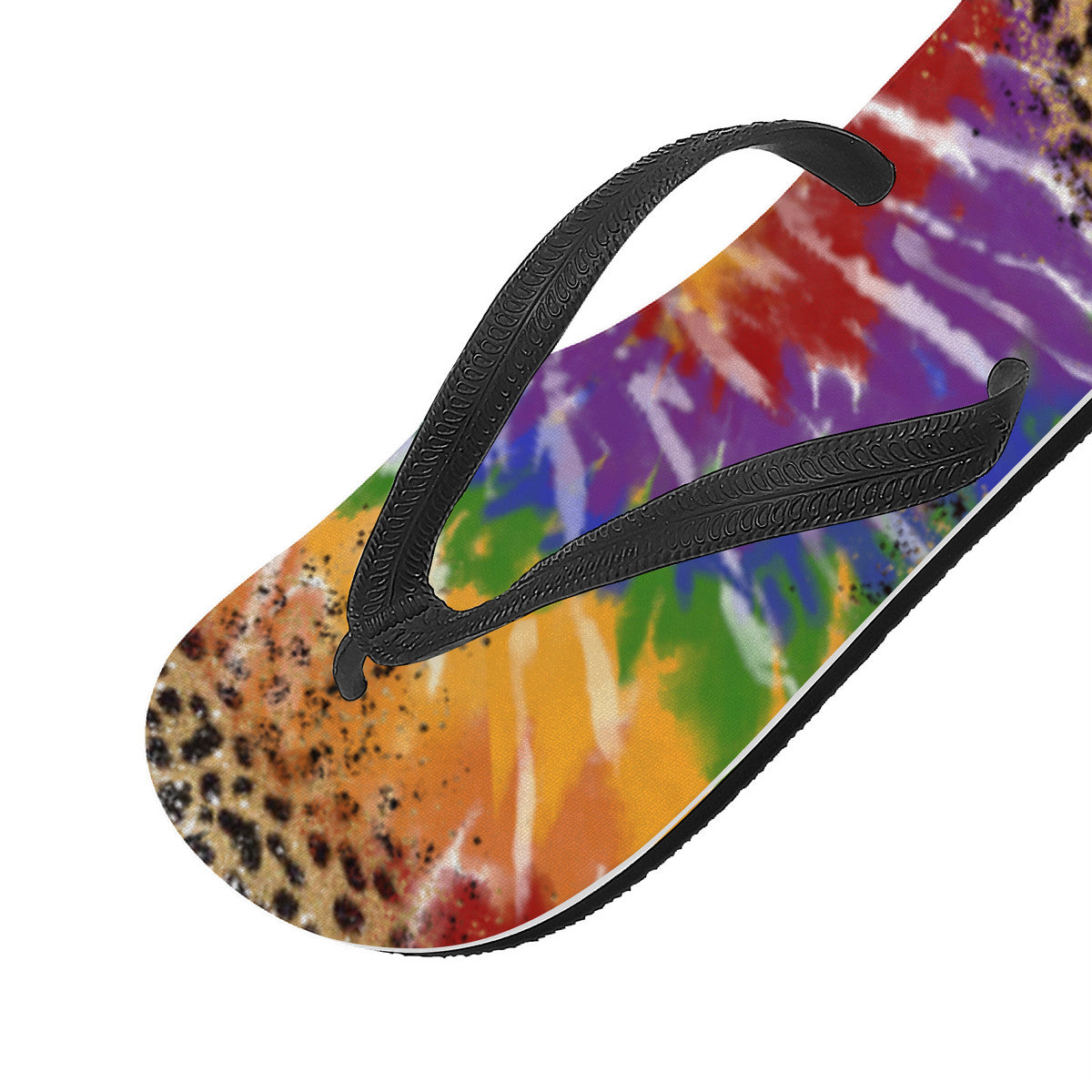 Leopard Tie-Dye Print Flip Flops