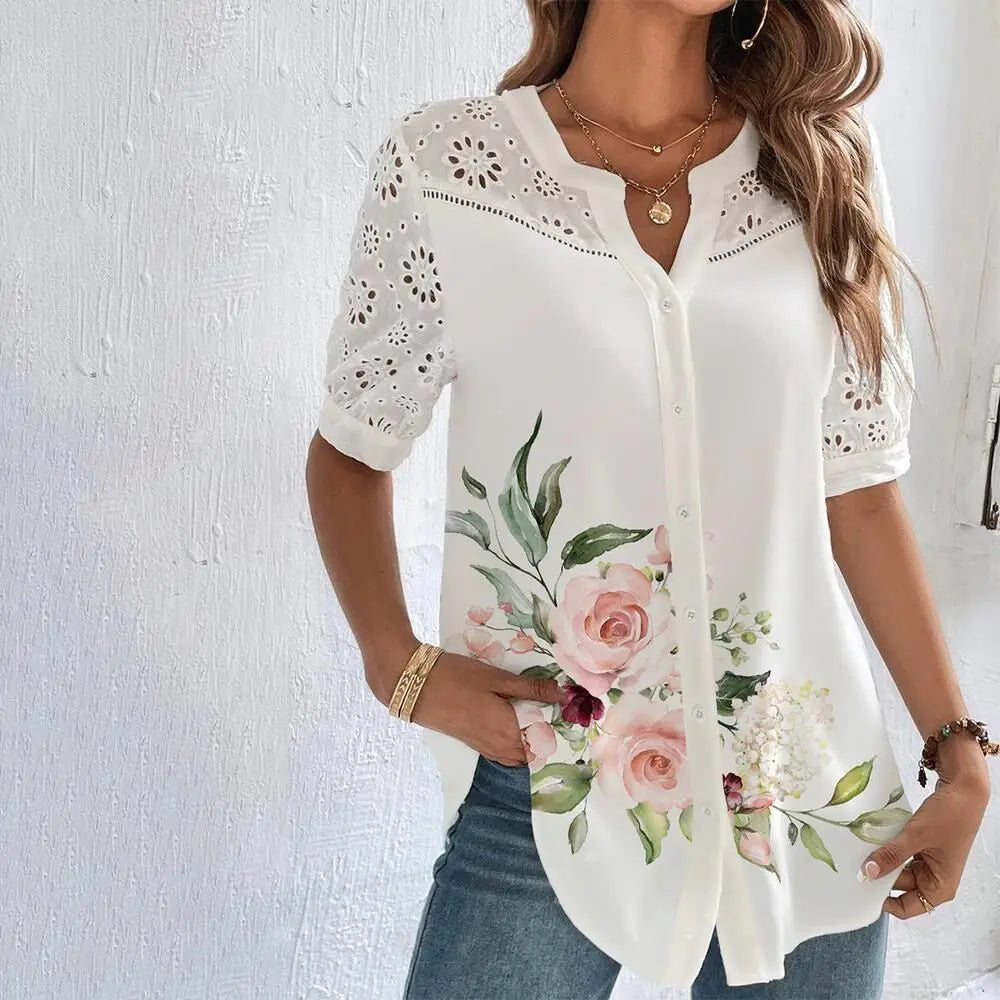 Women Lace Shirt, Casual Loose Elegant Blouse, Good for any Occasion