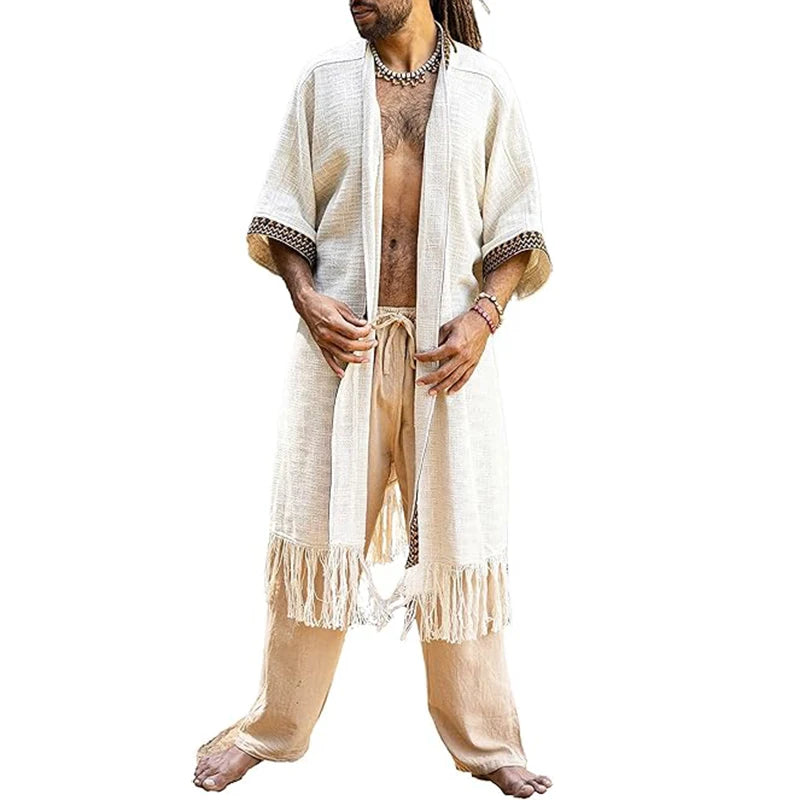 Men's Vintage Loose Cardigan, Biblical Style Long Cloak, Jesus Period Clothing