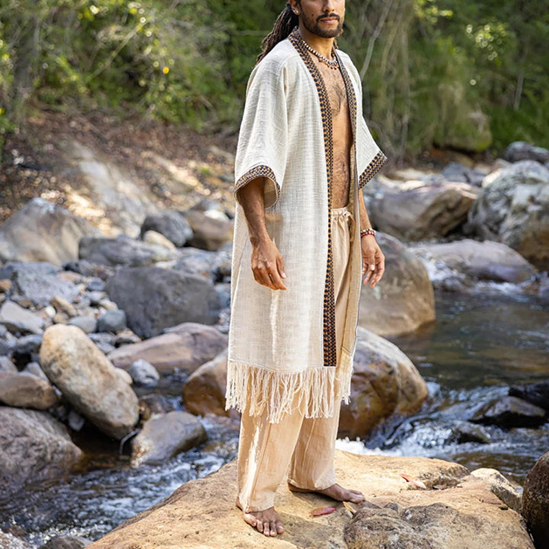 Men's Vintage Loose Cardigan, Biblical Style Long Cloak, Jesus Period Clothing