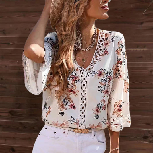 Boho Women Tops, Trendy Floral Lace Blouse, Cute Girls Shirt