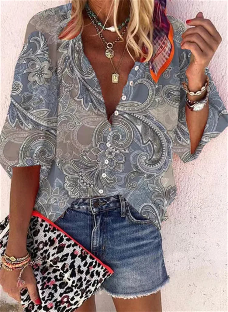 Bohemian Blouse , Summer Casual Shirt Fashionable Vintage Tops