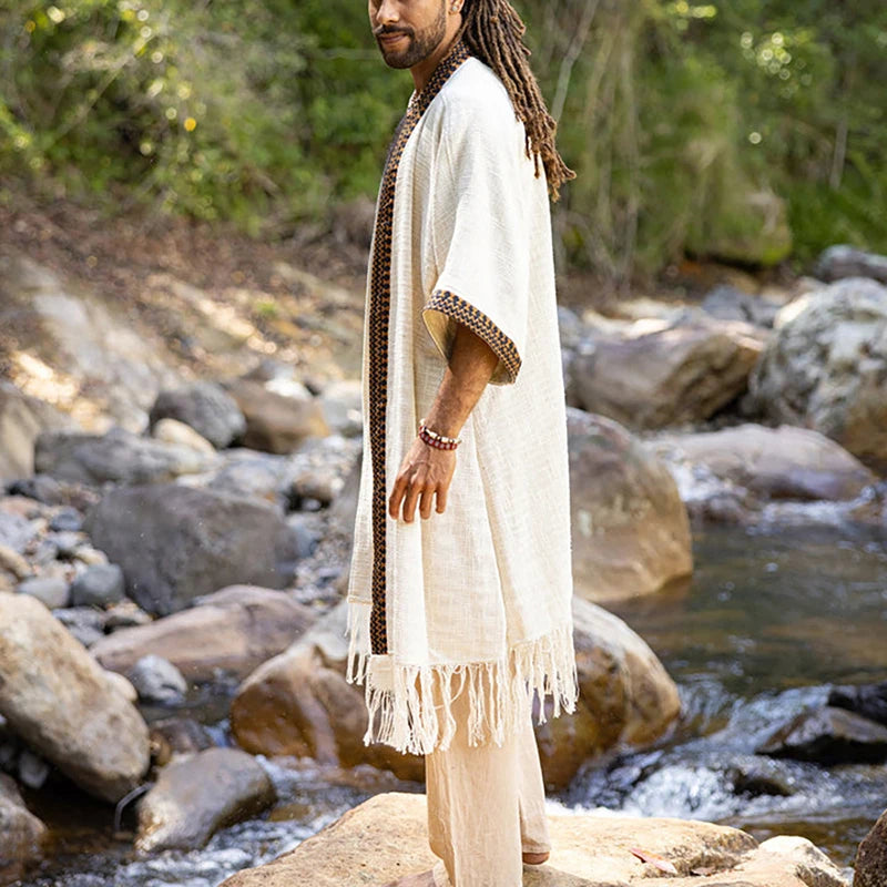 Men's Vintage Loose Cardigan, Biblical Style Long Cloak, Jesus Period Clothing