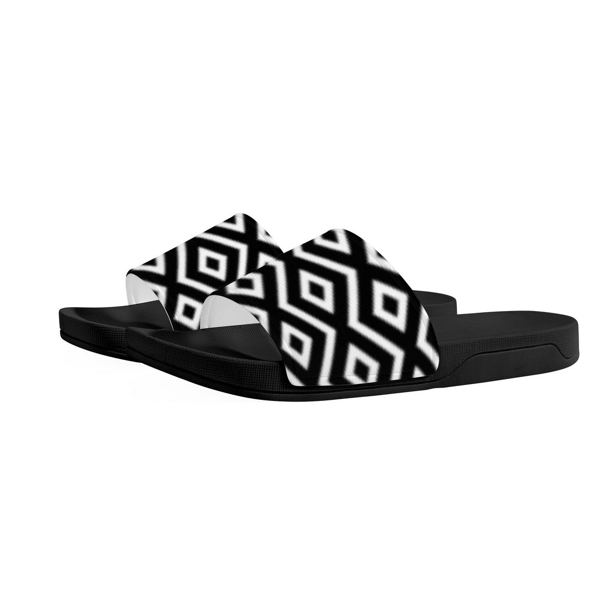 Black & White Sandals, Unisex Batik Fashion Slides, Casual Flip-Flops