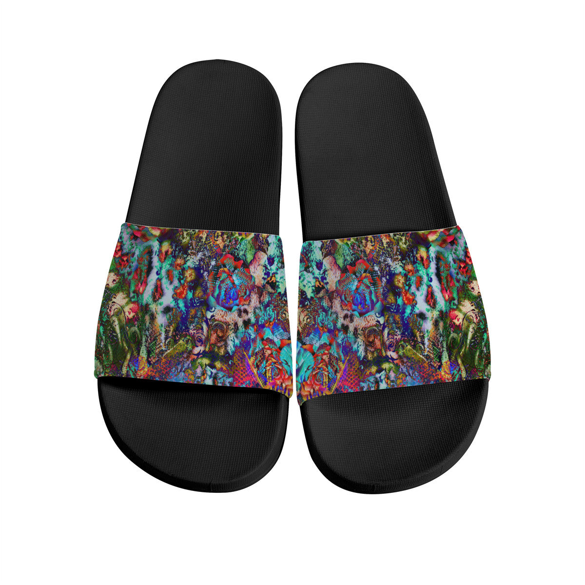 Abstract Design Black Slides, Casual Summer Flip-Flops for Men & Women