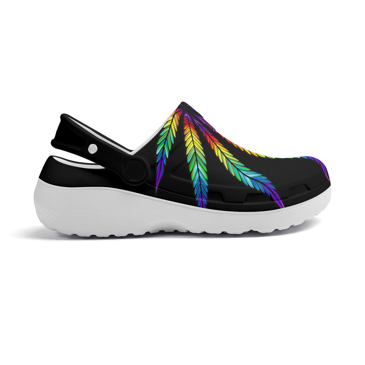 Unisex Lightweight No Hole Casual or Work Clogs, Marijuana Leaf in Pride  Colors