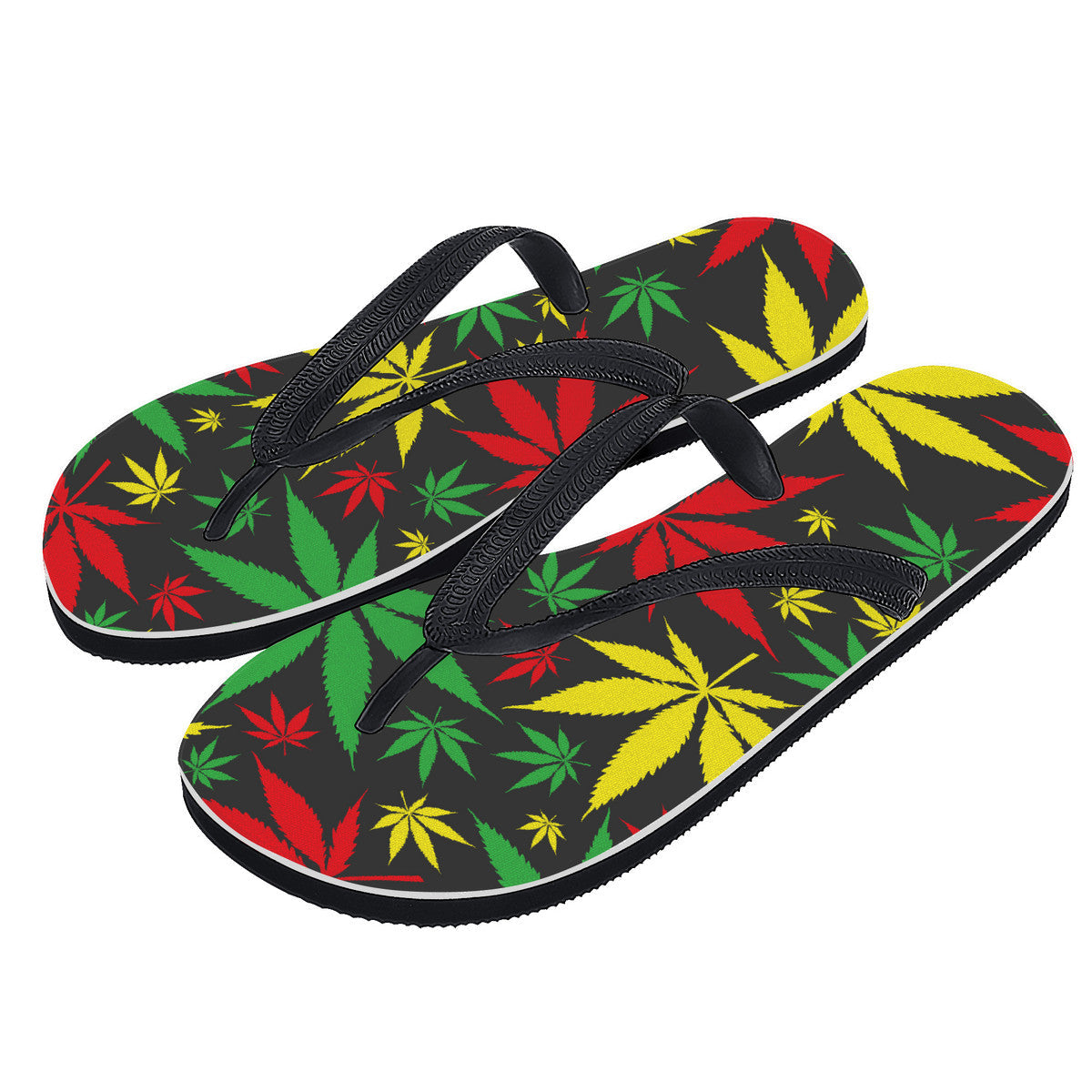 Colorful Cannabis Leaf Flip Flops