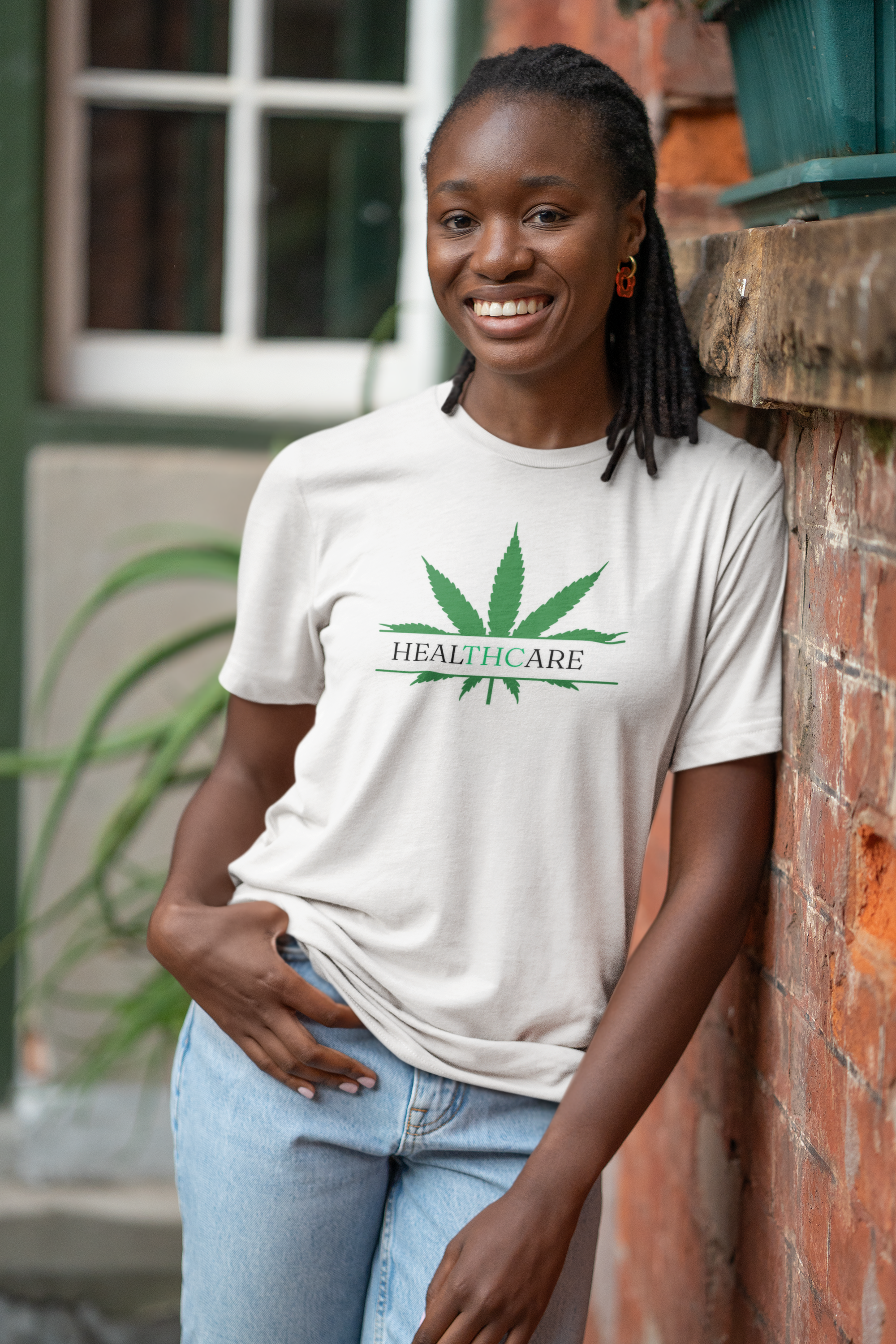 THC Healthcare Unisex T-Shirt with Marijuana Leaf Graphic