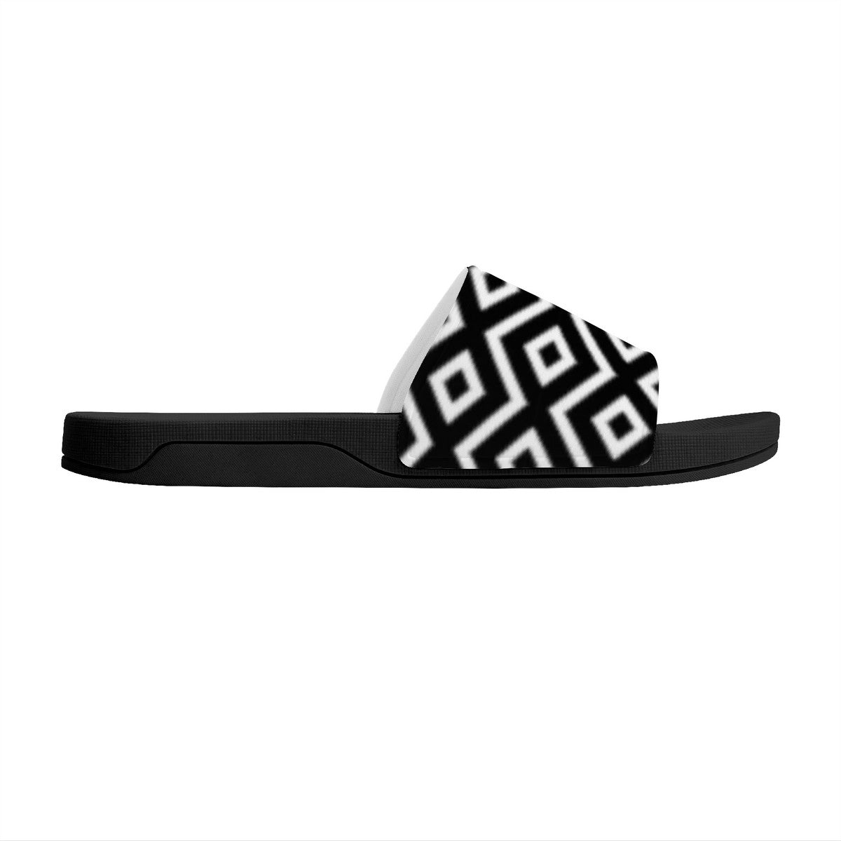 Black & White Sandals, Unisex Batik Fashion Slides, Casual Flip-Flops