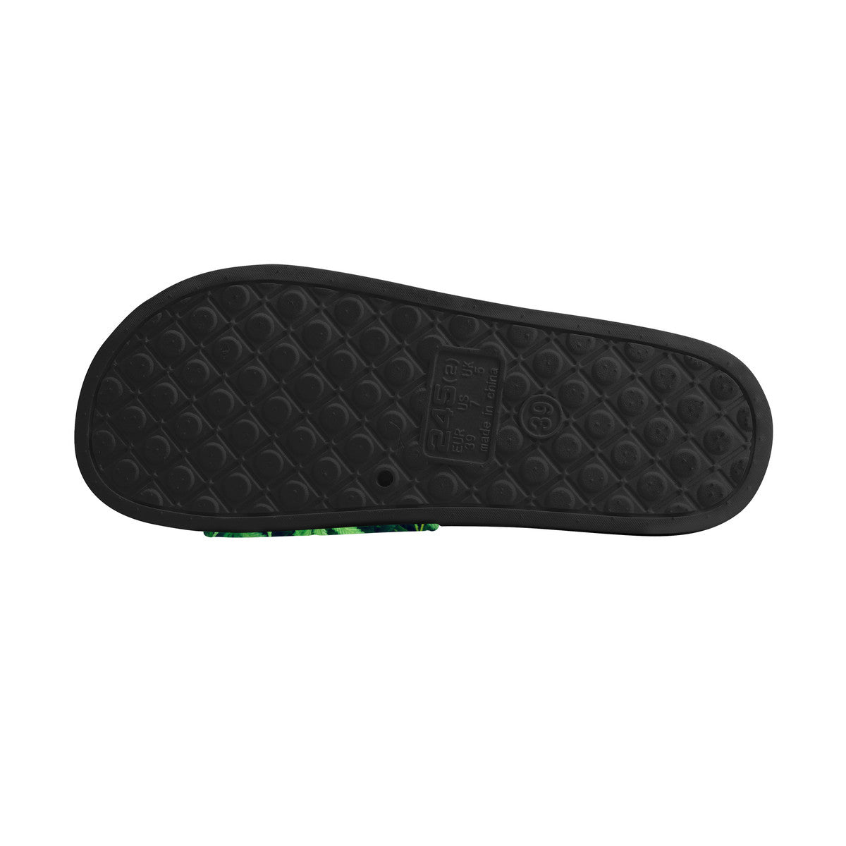 Weed Style Slide Sandals, Black Sliders, Hemp Leaf Design Shoes