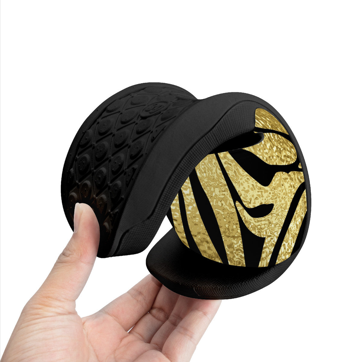 Stylish Black & Gold Unisex Slides, Great Summer Vacation Travel Footwear