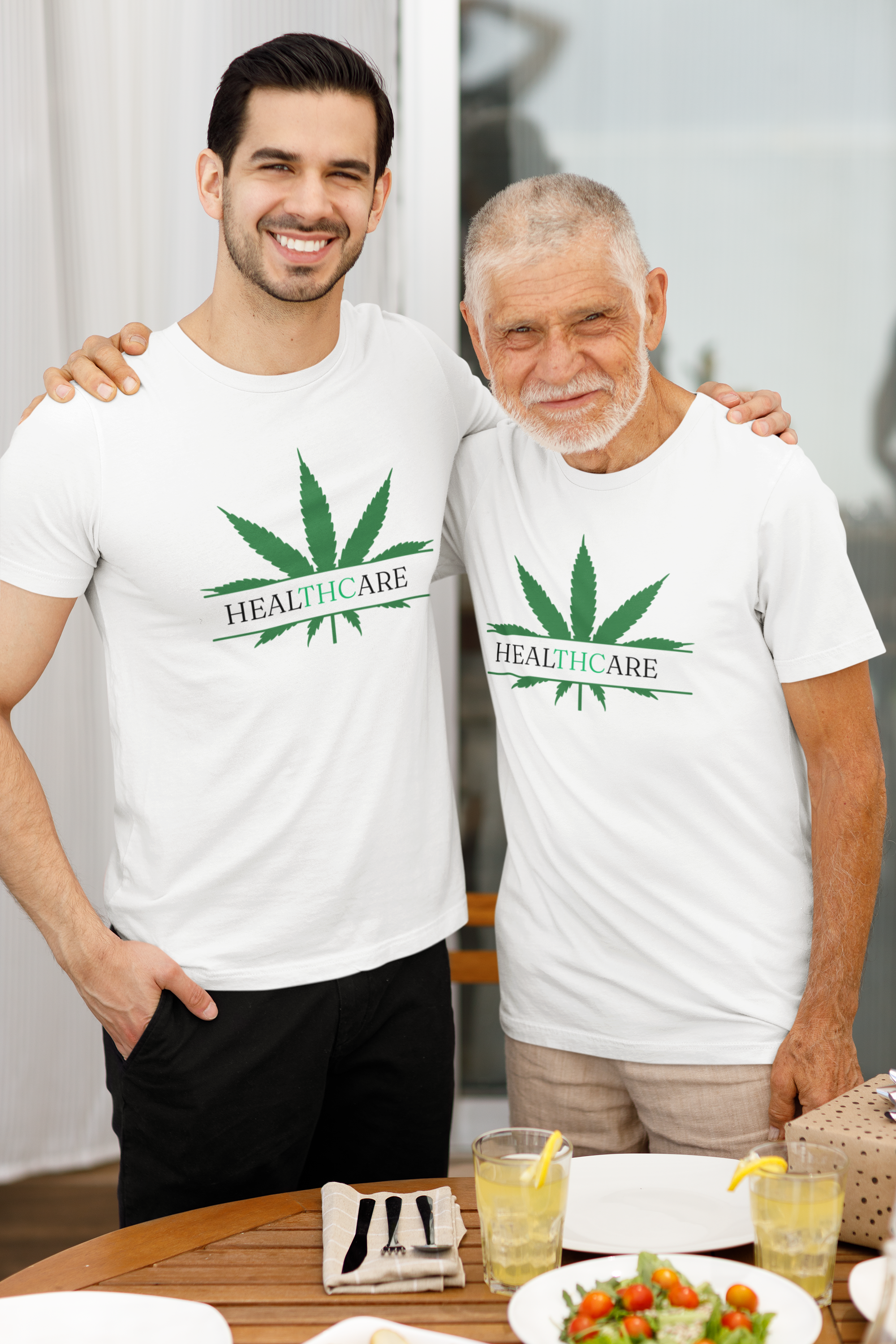 THC Healthcare Unisex T-Shirt with Marijuana Leaf Graphic