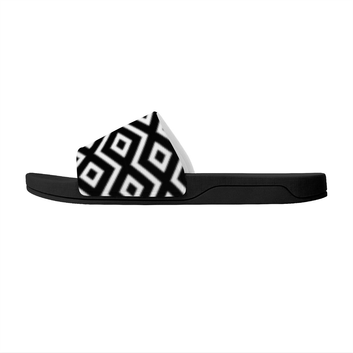 Black & White Sandals, Unisex Batik Fashion Slides, Casual Flip-Flops