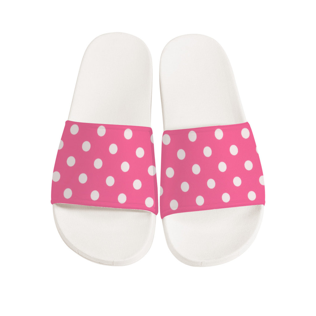 polka dot shoes, fashionable slides, pink polka dot footwear