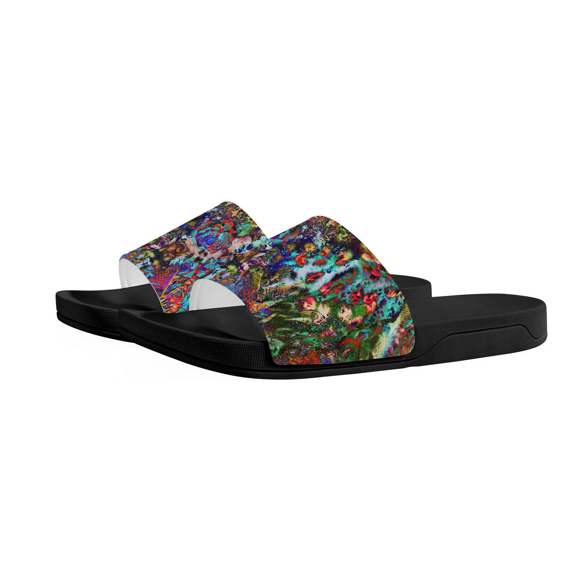 Abstract Design Black Slides, Casual Summer Flip-Flops for Men & Women