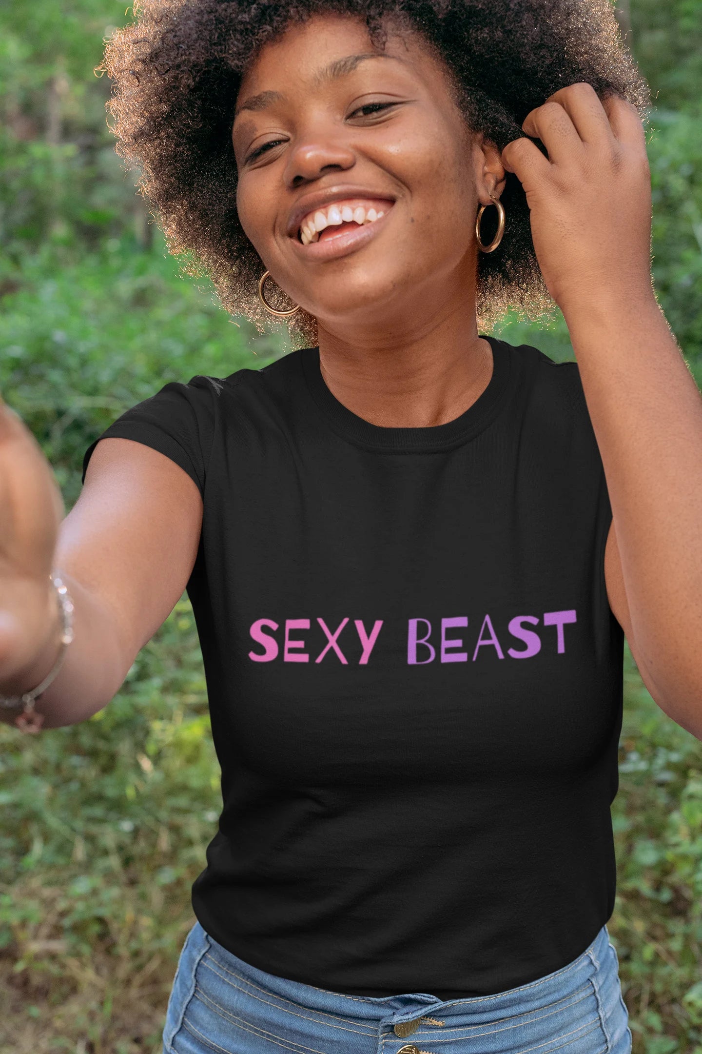 Women's Slim Fit T-Shirt, Sexy Beast T-Shirt, Party Babe Tee, Only in Black!