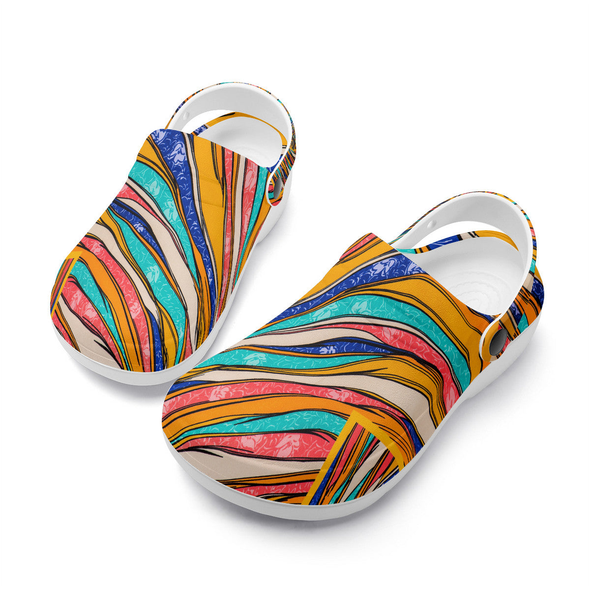 Flamboyant Colorful Clogs, Unisex Easy Slip-On Summer Sandals, Fashionista Style