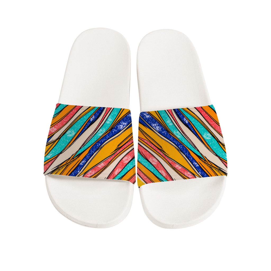 gay footwear, colorful rainbow shoes, slip-on sliers
